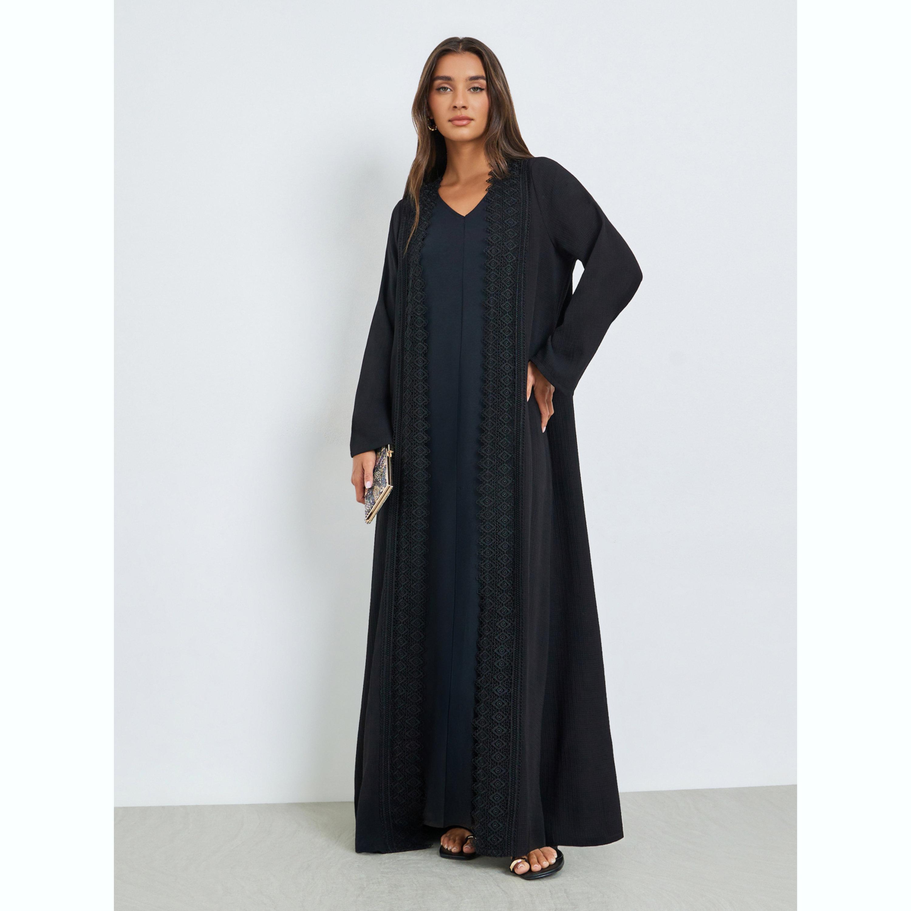 فستان تحت العباية بياقة دائرية-women-arabicclothing-abayas-image-1