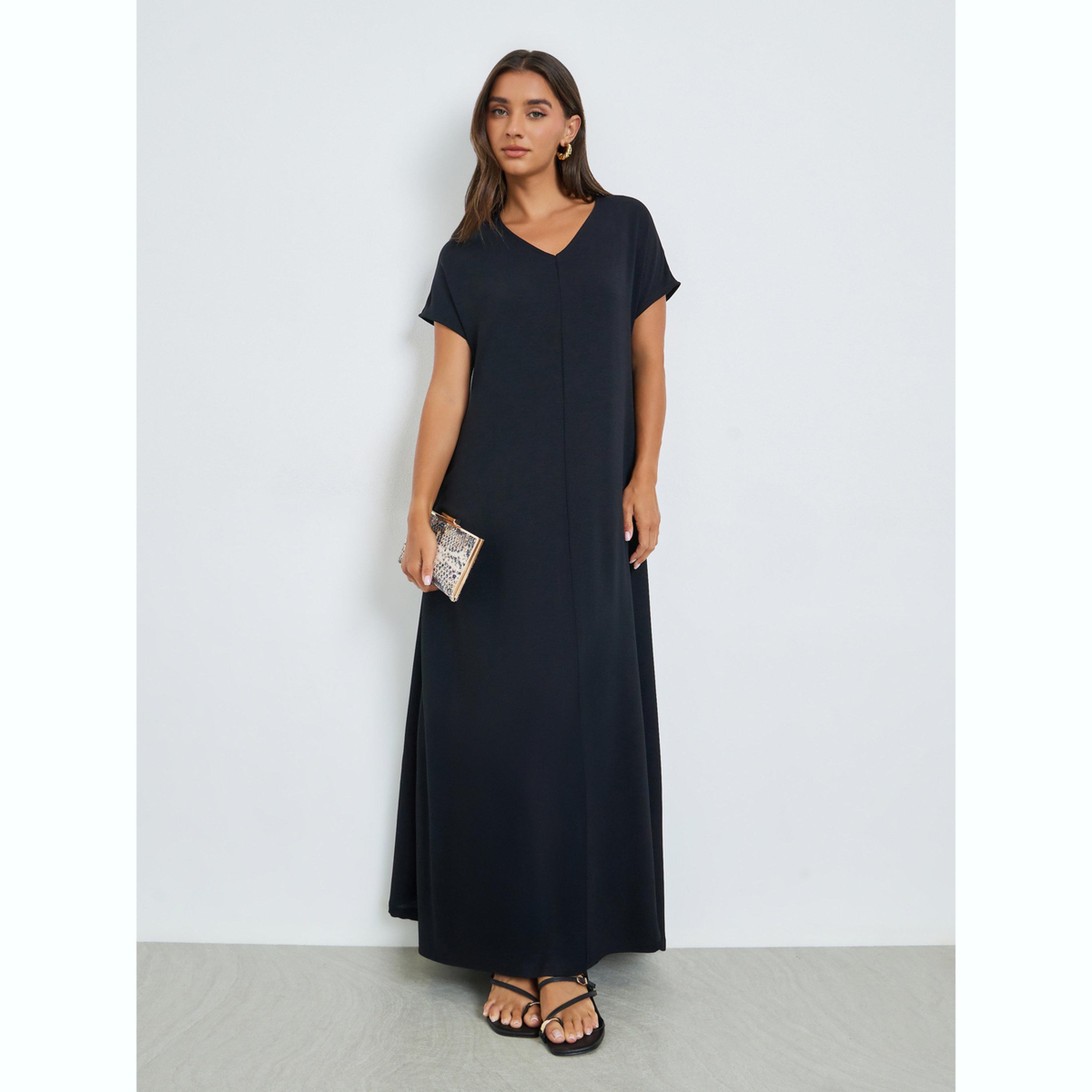 فستان تحت العباية بياقة دائرية-women-arabicclothing-abayas-image-3