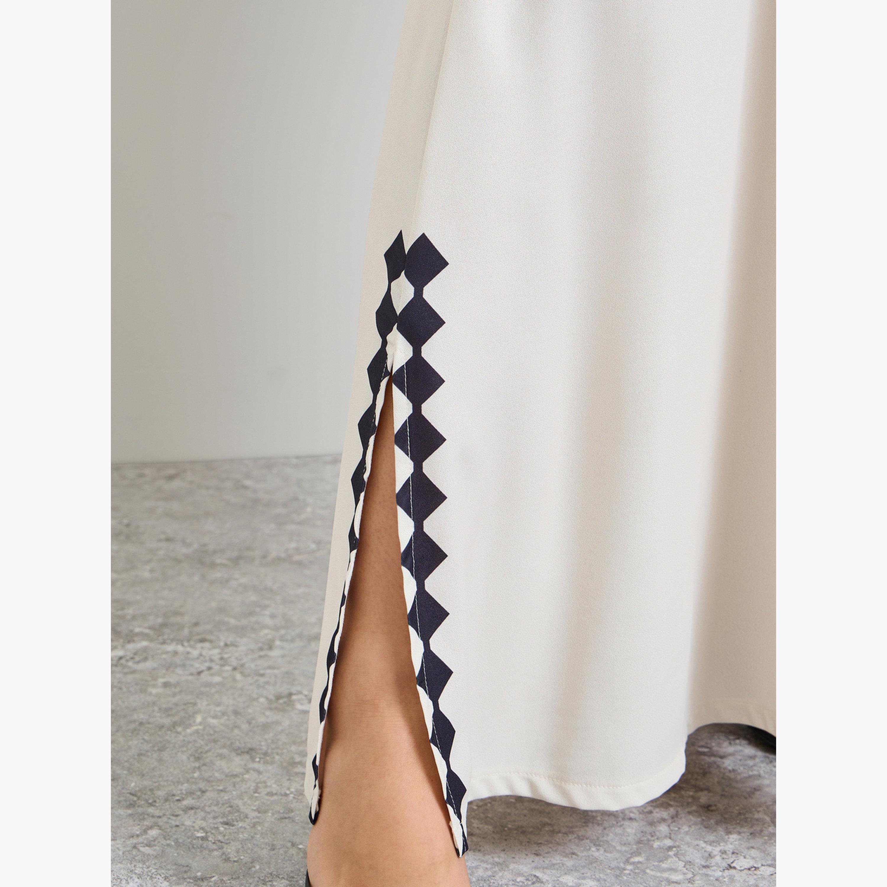 جلابية طويلة مطبعة مع ياقة بأربطة-women-arabicclothing-jalabiyas-image-4