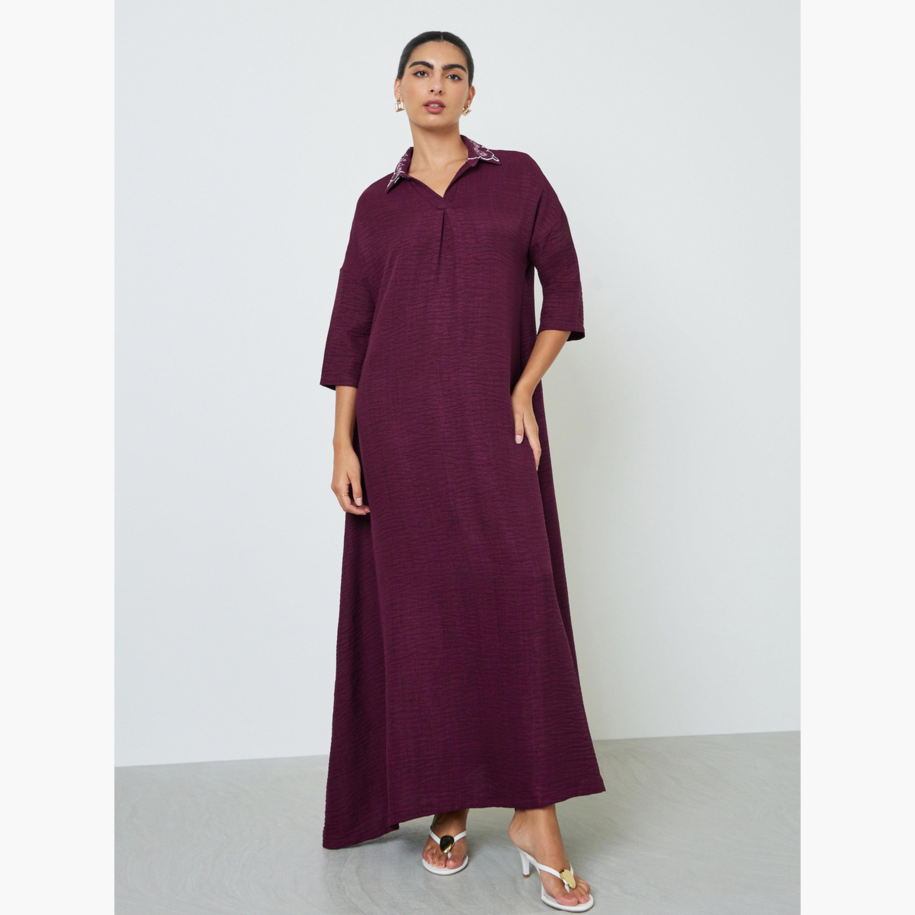 جلابية بياقة مطبوعة-women-arabicclothing-jalabiyas-image-1