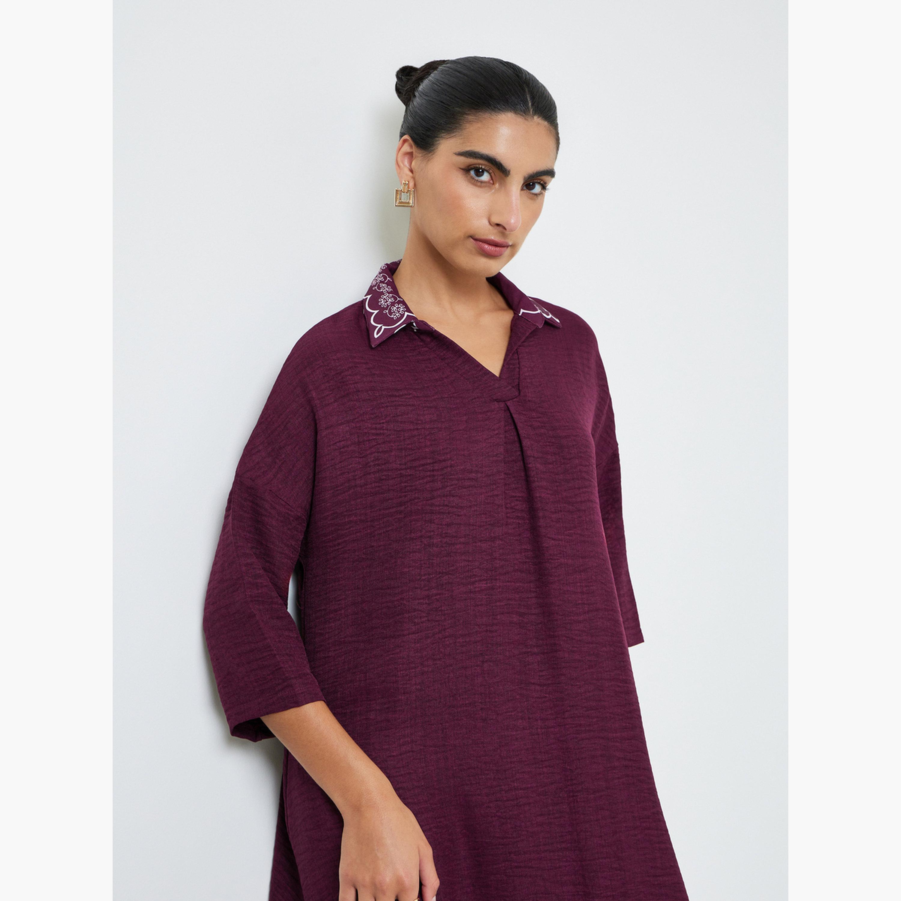 جلابية بياقة مطبوعة-women-arabicclothing-jalabiyas-image-2