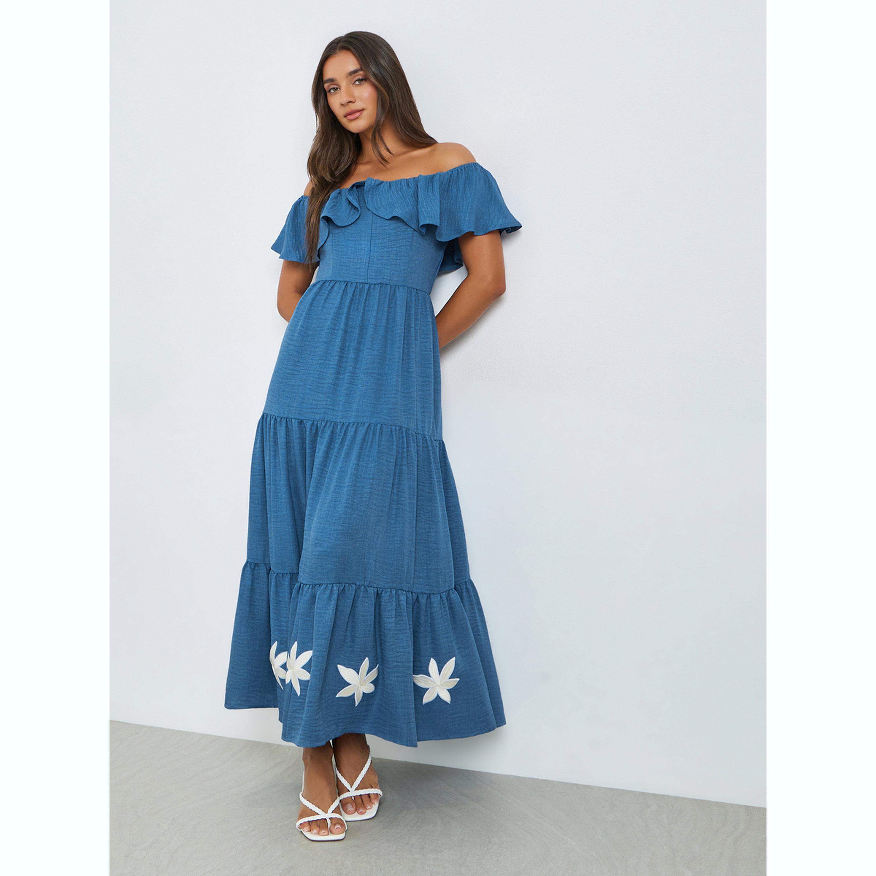 Styli Blue Off-Shoulder Tiered Maxi Dress-women-clothing-dresses-image-3