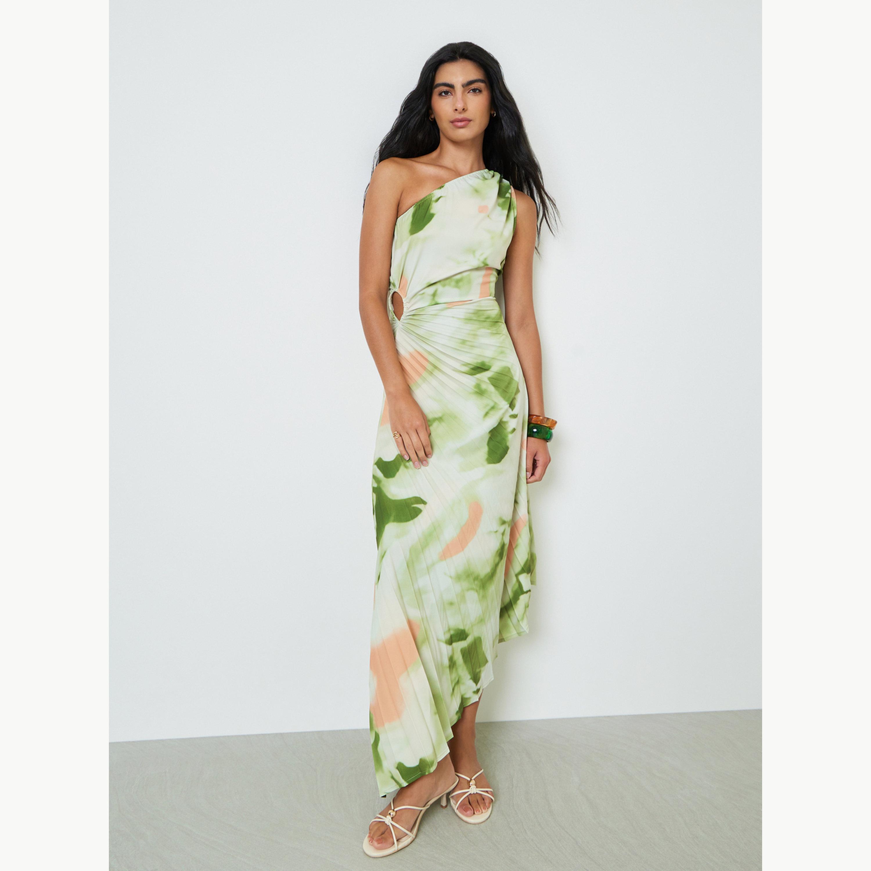 فستان طويل بكتف واحد وطبعة تاي داي-women-clothing-dresses-image-3