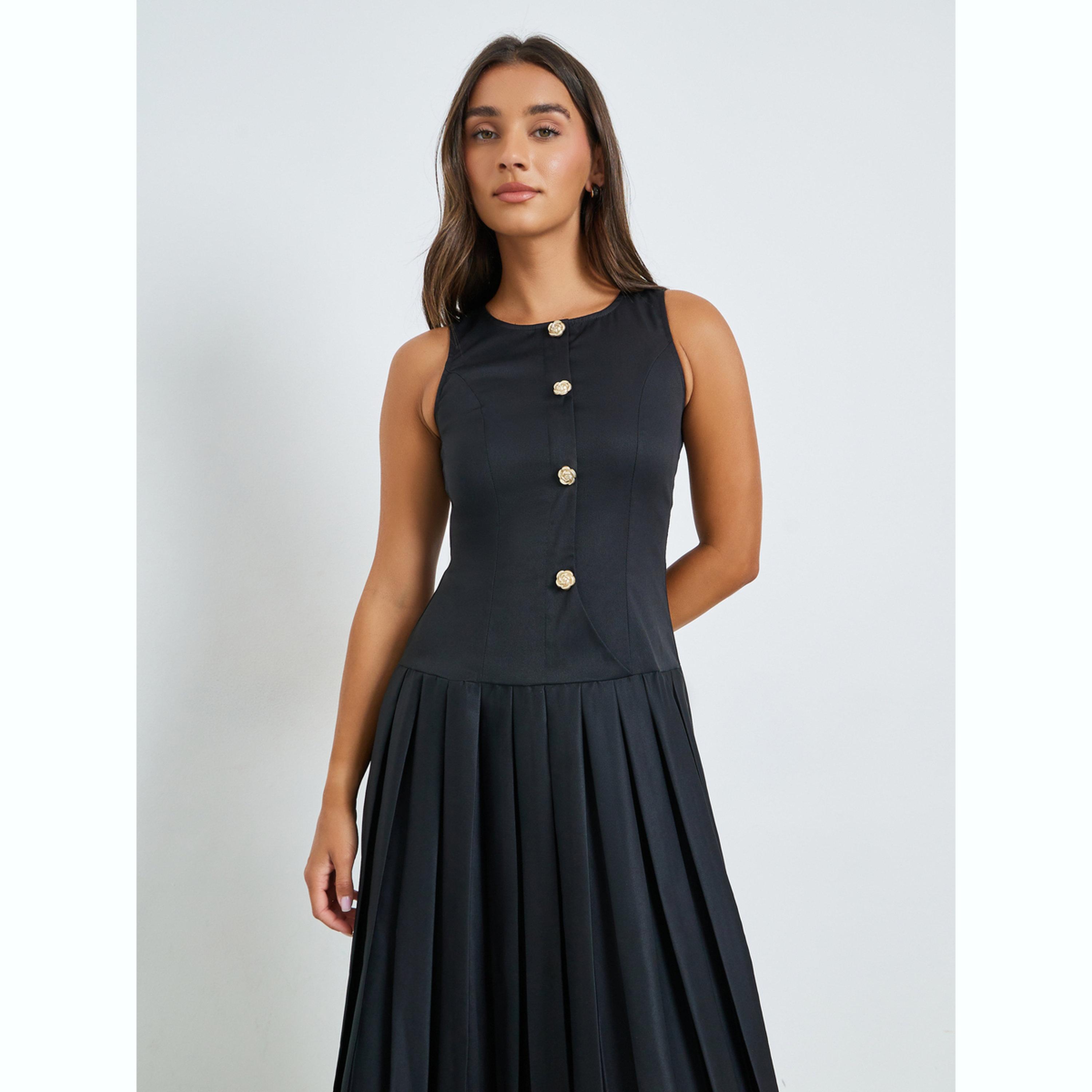 فستان ميدي بحافة واسعة وكسرات-women-clothing-dresses-image-2