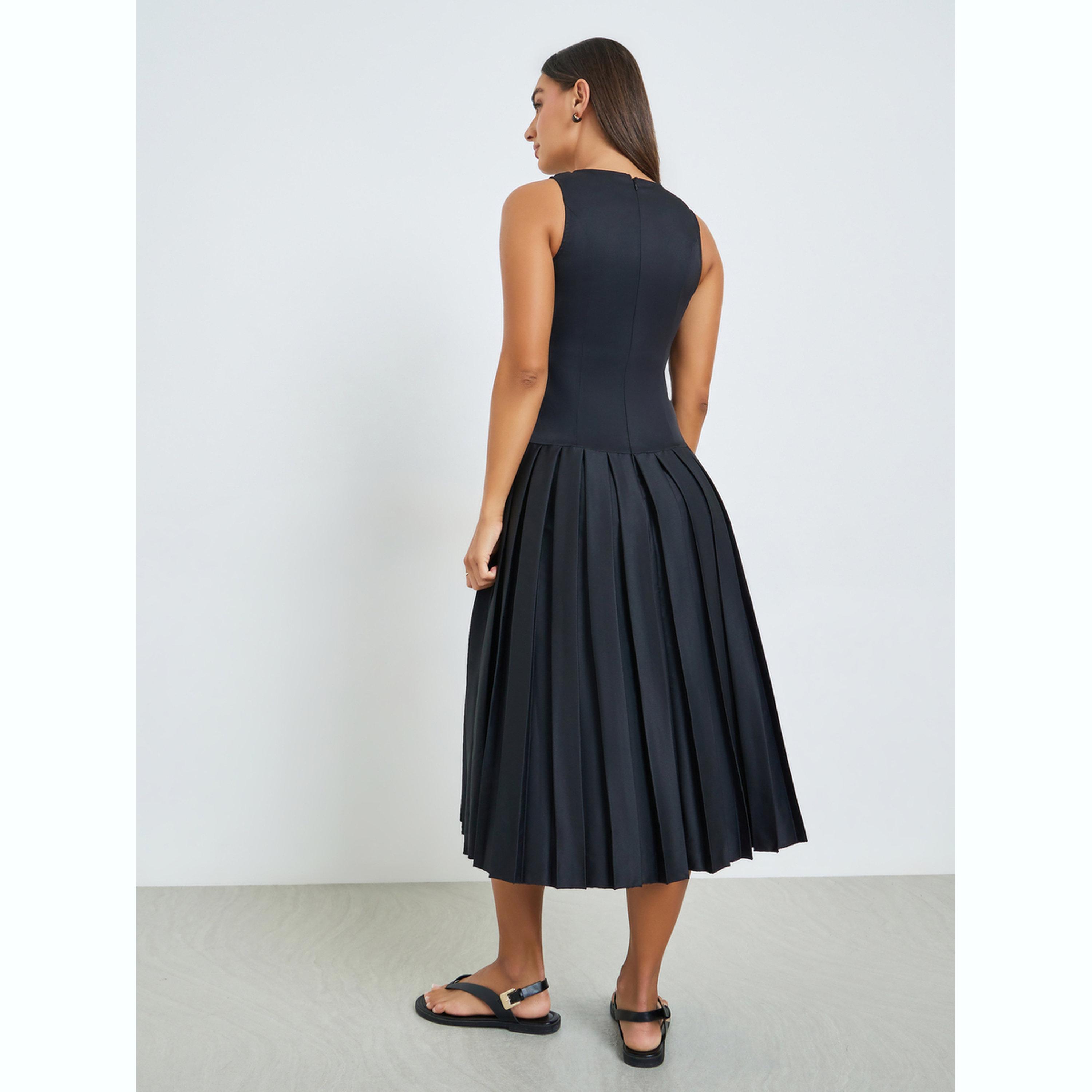 فستان ميدي بحافة واسعة وكسرات-women-clothing-dresses-image-4