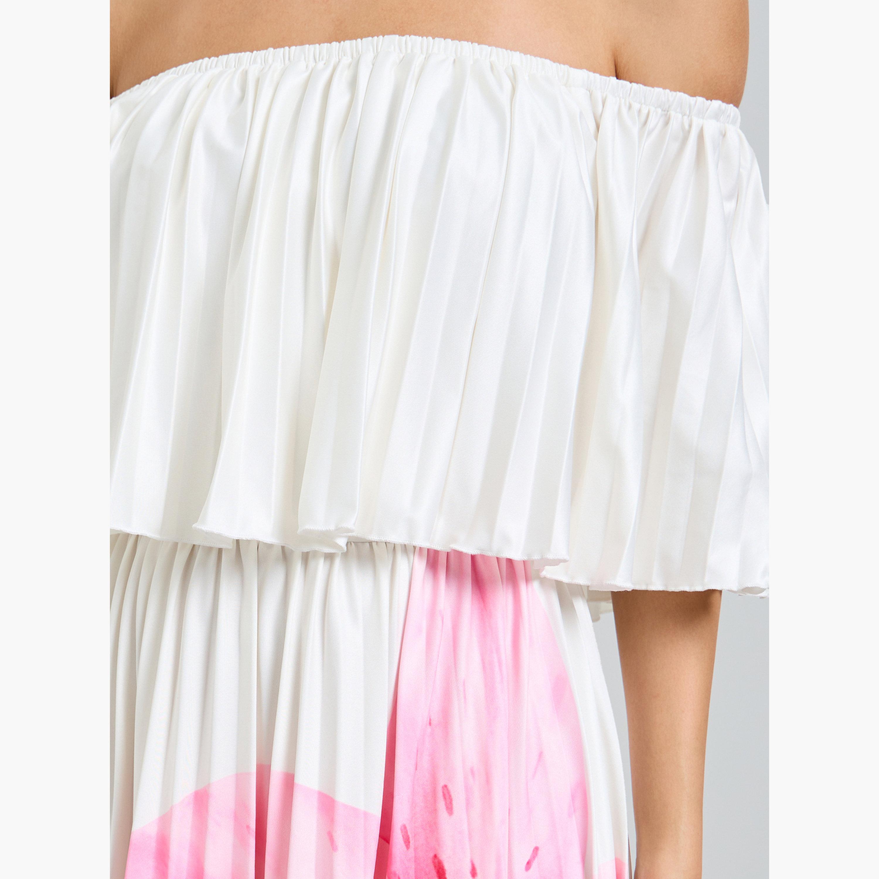 فستان ميدي بحافة واسعة وأكتاف مكشوفة بنمط زهور-women-clothing-dresses-image-5
