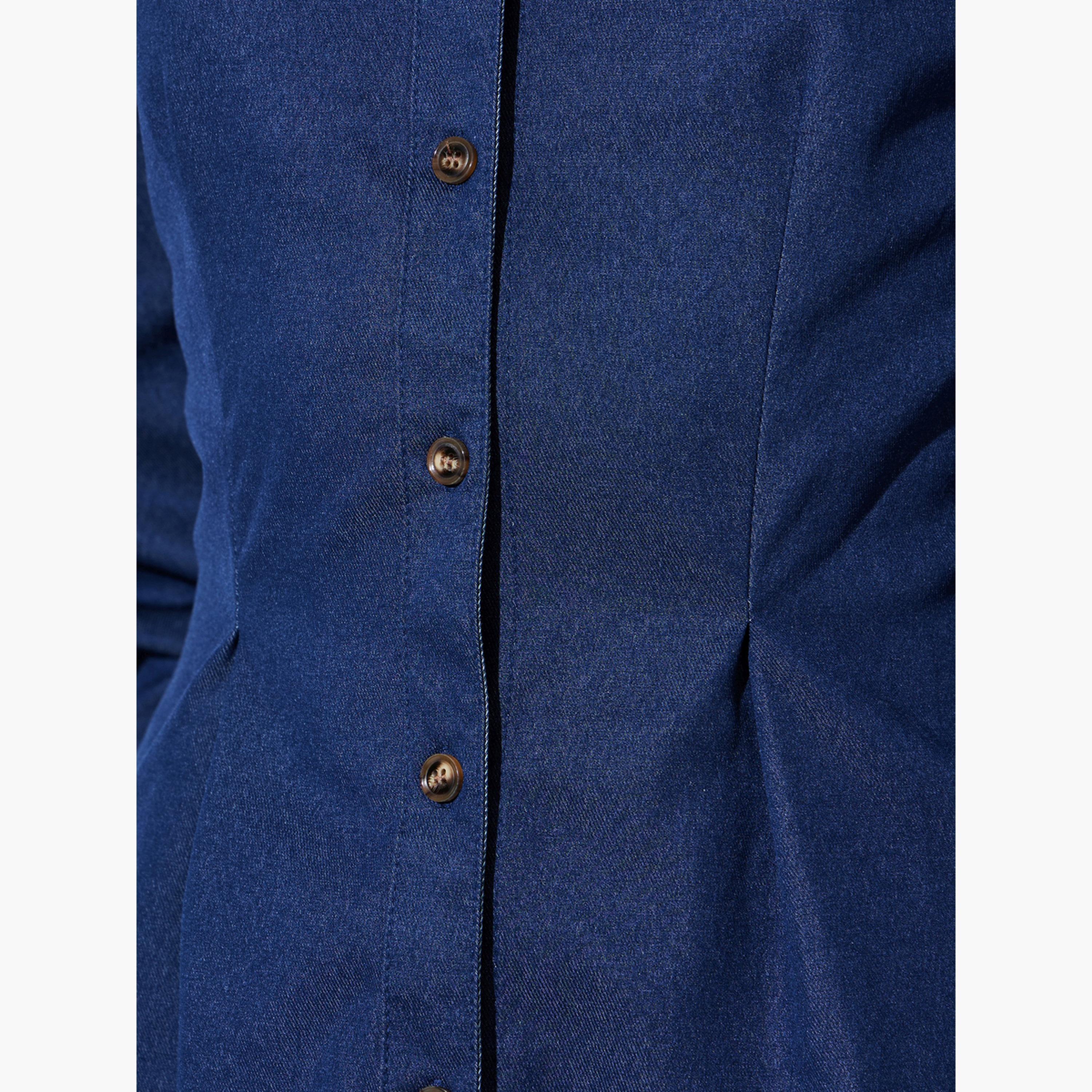بلوزة دنيم بأكمام طويلة بتفاصيل كسر-women-clothing-shirtsandblouses-shirts-image-5