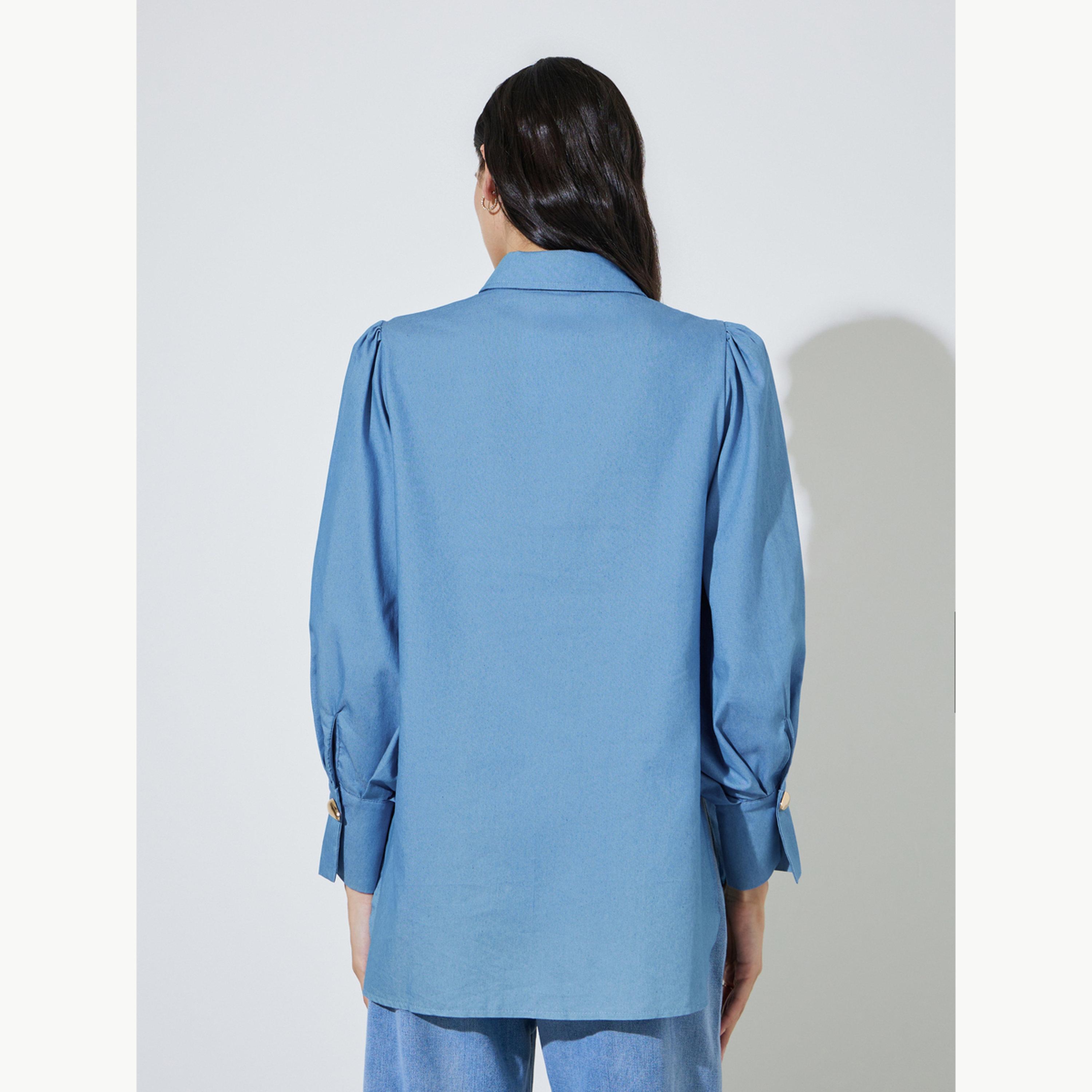 بلوزة طويلة بتفاصيل أزرار معدنية-women-clothing-shirtsandblouses-shirts-image-5