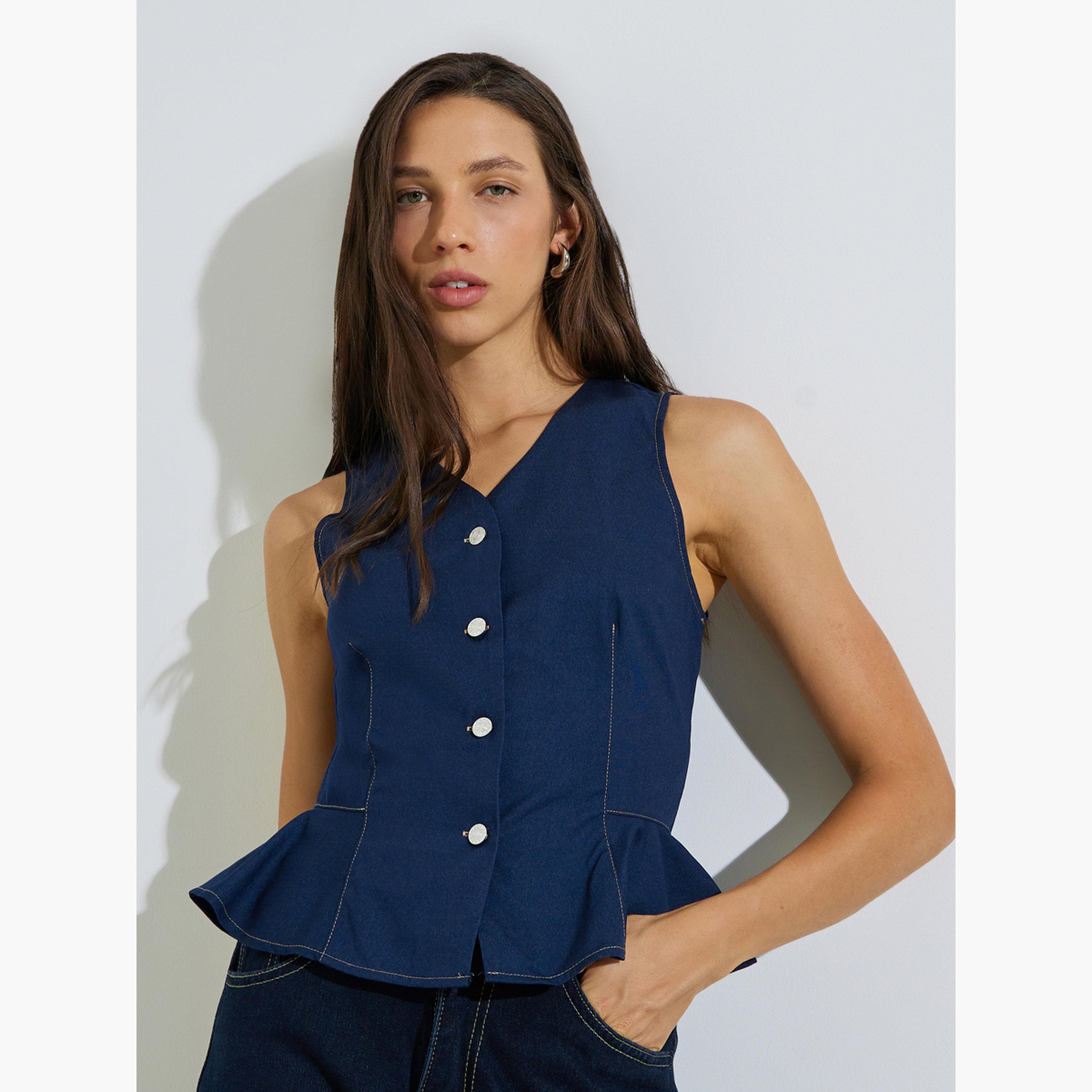 صدرية دنيم بيبلوم-women-winterwear-coatsandjackets-waistcoats-image-1
