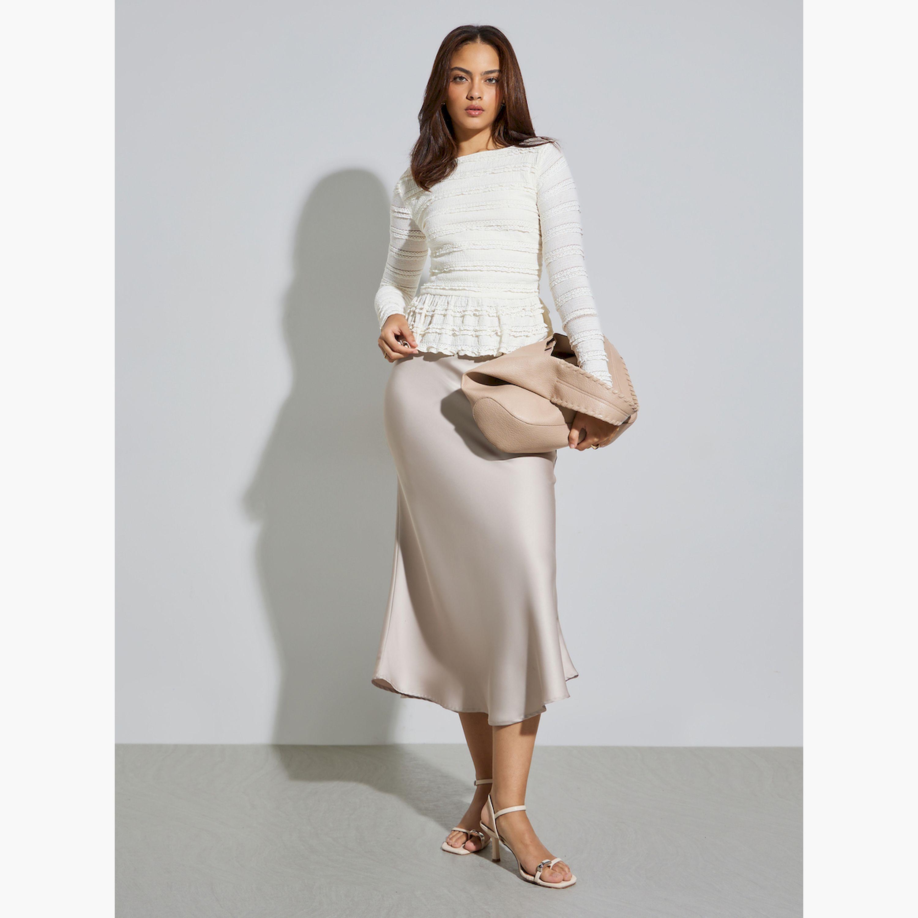 Styli Off White Textured Boat Neck Peplum Top-women-clothing-shirtsandblouses-blouses-image-2