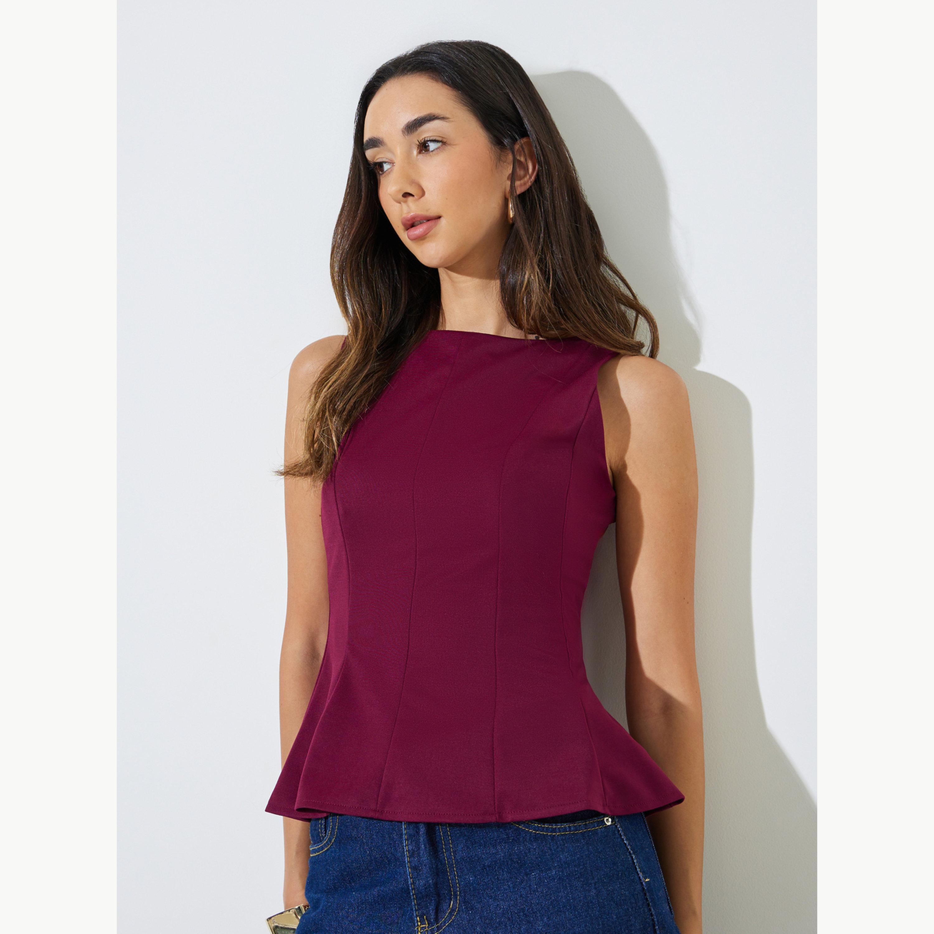 بلوزة بيبلوم بتفاصيل درزات-women-clothing-shirtsandblouses-blouses-image-1