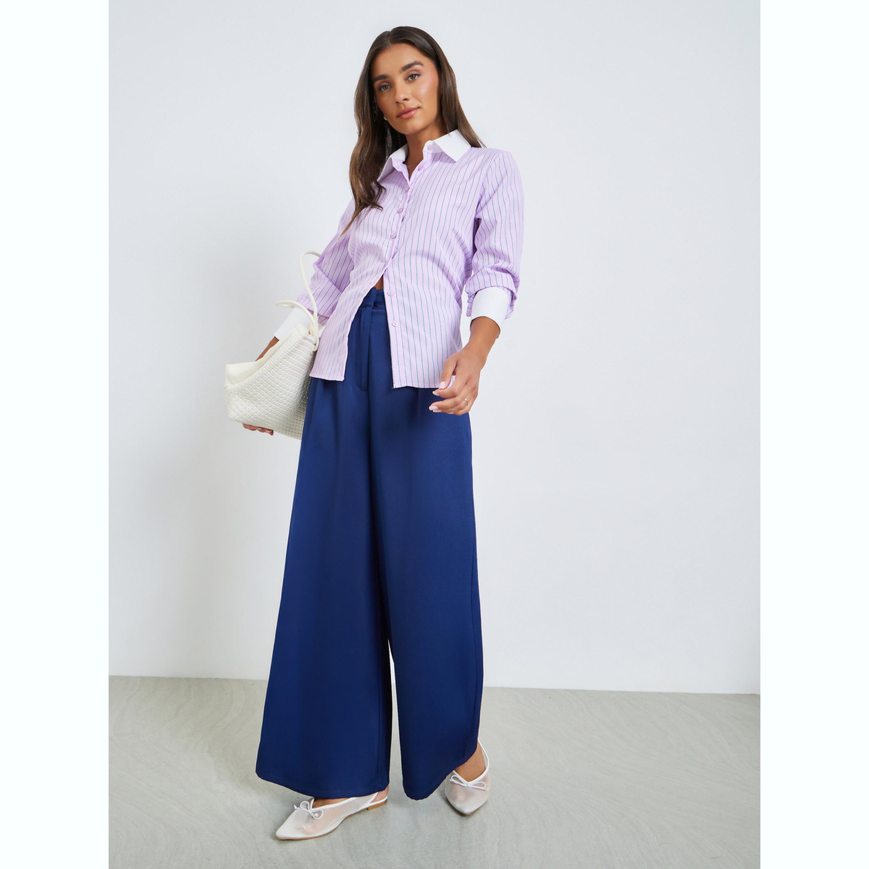 بلوزة مقلمة بأساور متباينة-women-clothing-shirtsandblouses-shirts-image-2