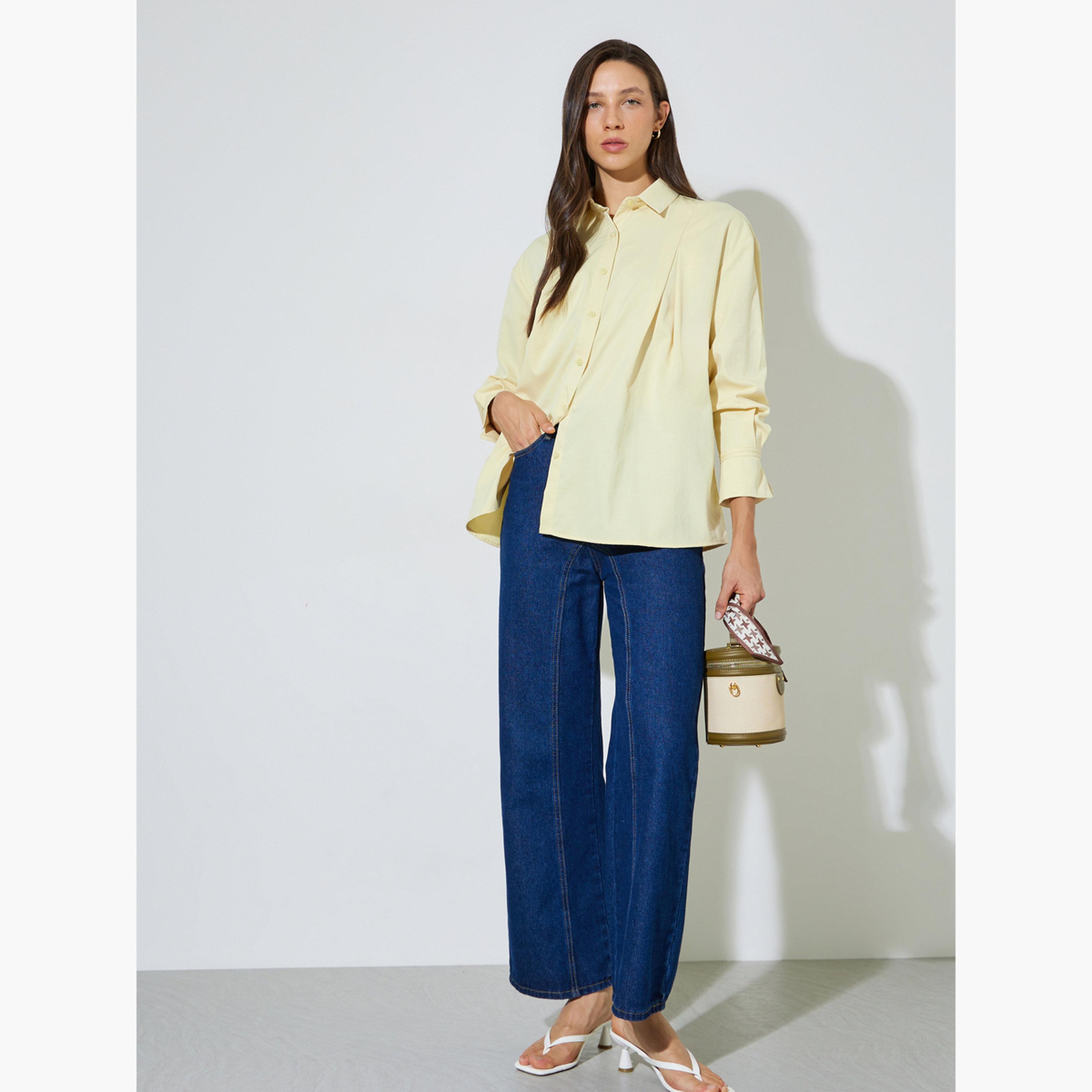 ستايلي - قميص أصفر طويل الأكمام-women-clothing-shirtsandblouses-shirts-image-2