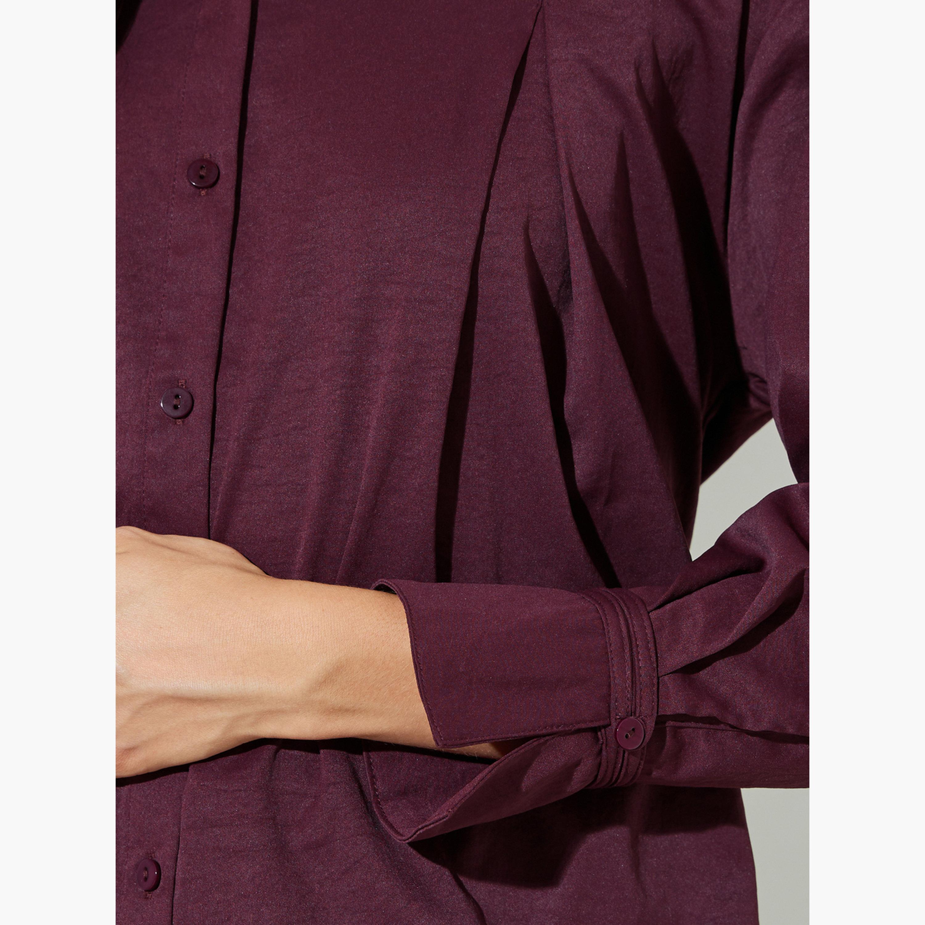 ستايلي - قميص طويل الأكمام بلون برغندي-women-clothing-shirtsandblouses-shirts-image-5