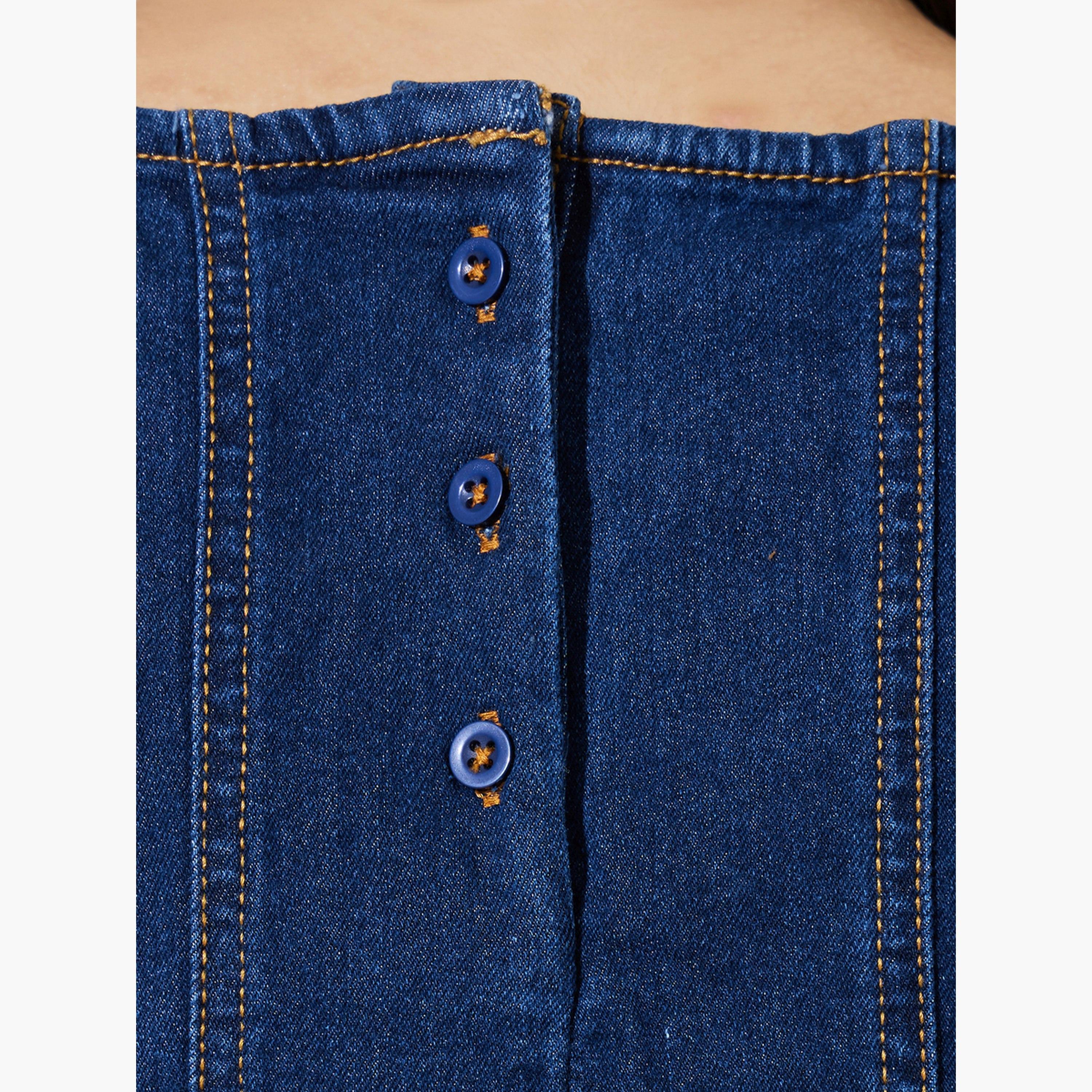 ستايلي - بلوزة جينز زرقاء داكنة بدون أكمام بتصميم بيبلوم-women-clothing-shirtsandblouses-blouses-image-5