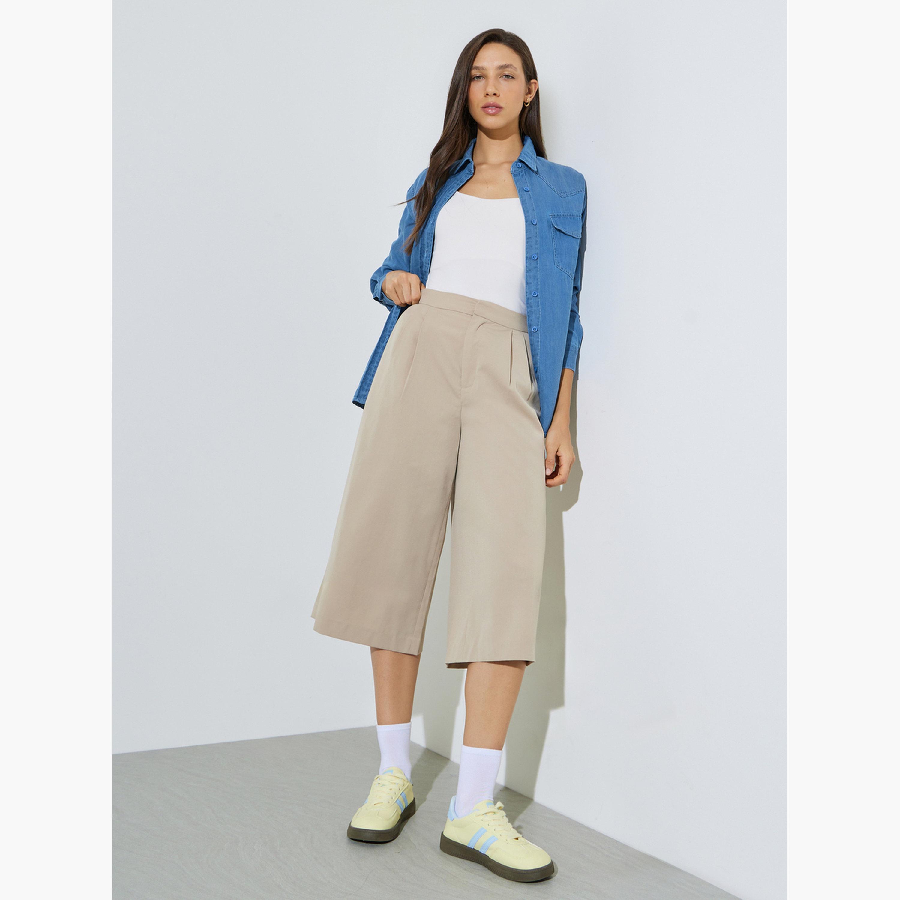 بلوزة دنيم قطن بقصة مريحة وجيوب-women-clothing-shirtsandblouses-shirts-image-2