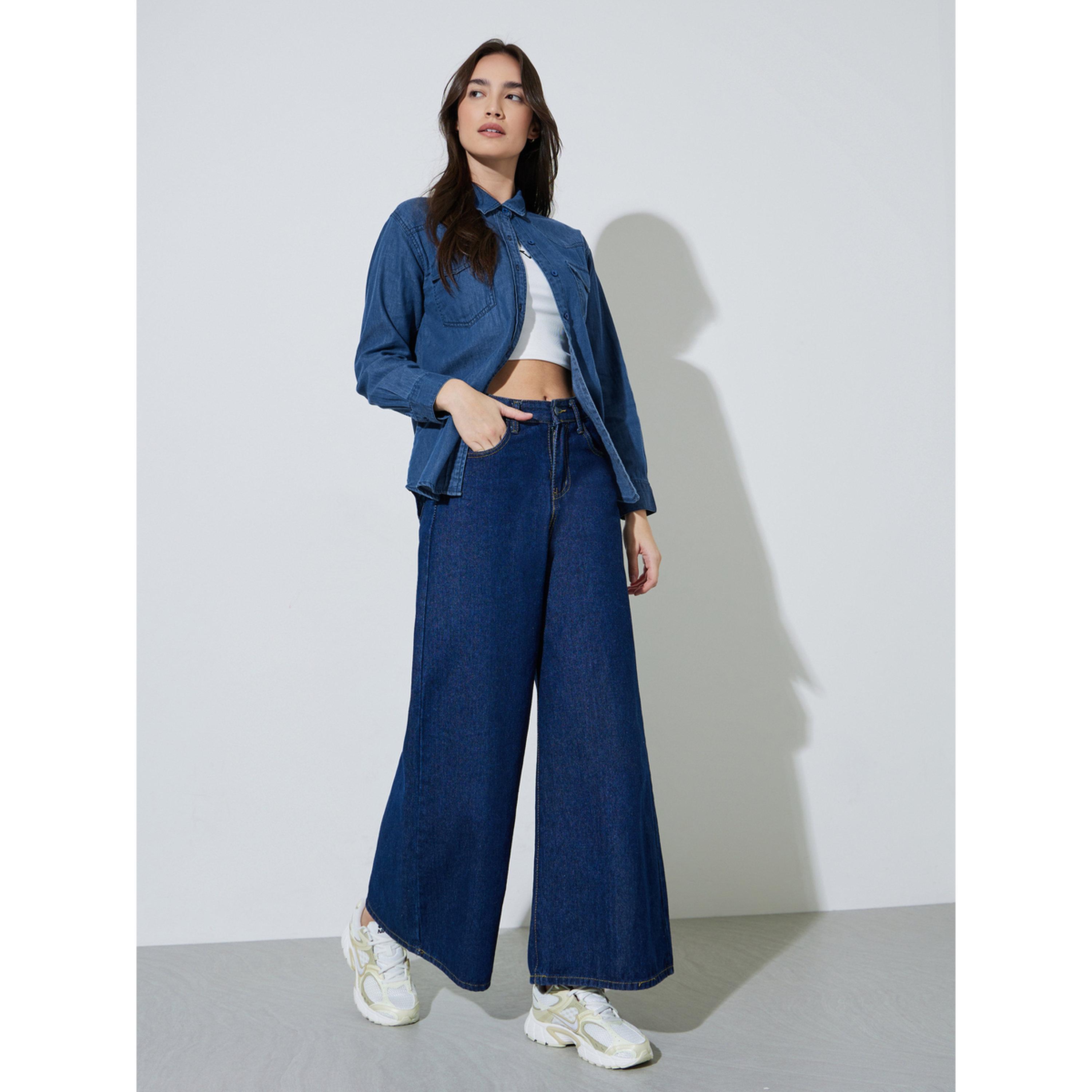قميص دنيم قطن بجيوب وقصة مريحة-women-clothing-shirtsandblouses-shirts-image-2