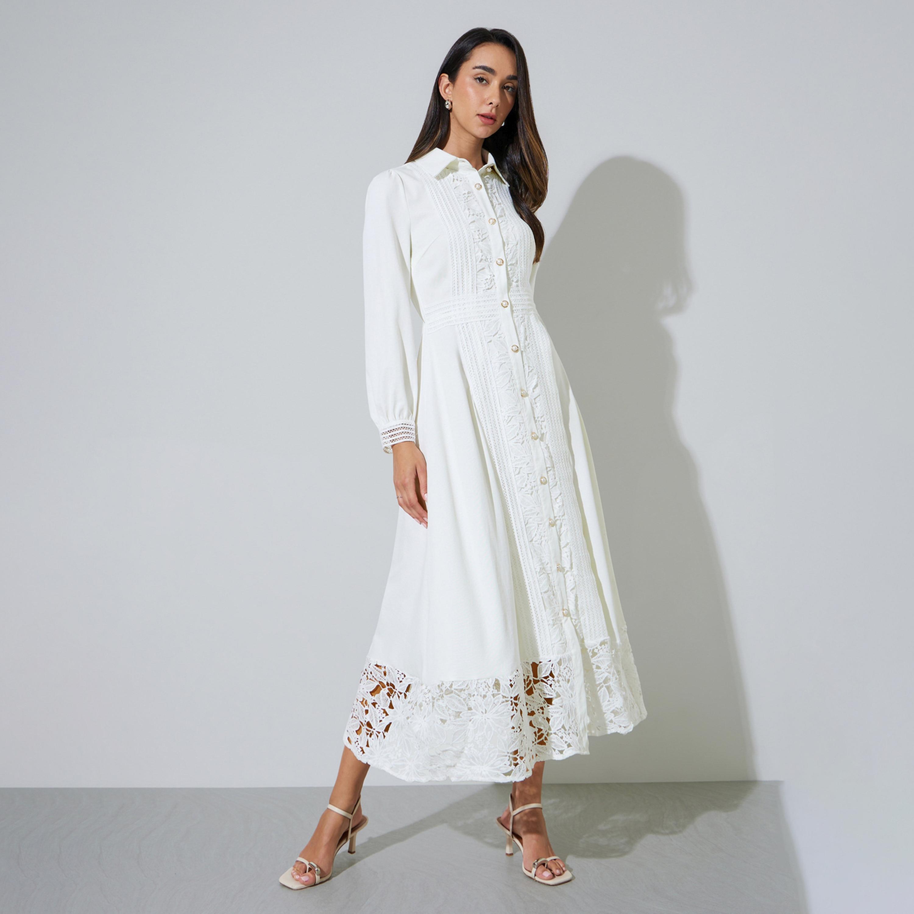 فستان طويل بلوزة بتفاصيل دانتيل-women-clothing-dresses-image-1