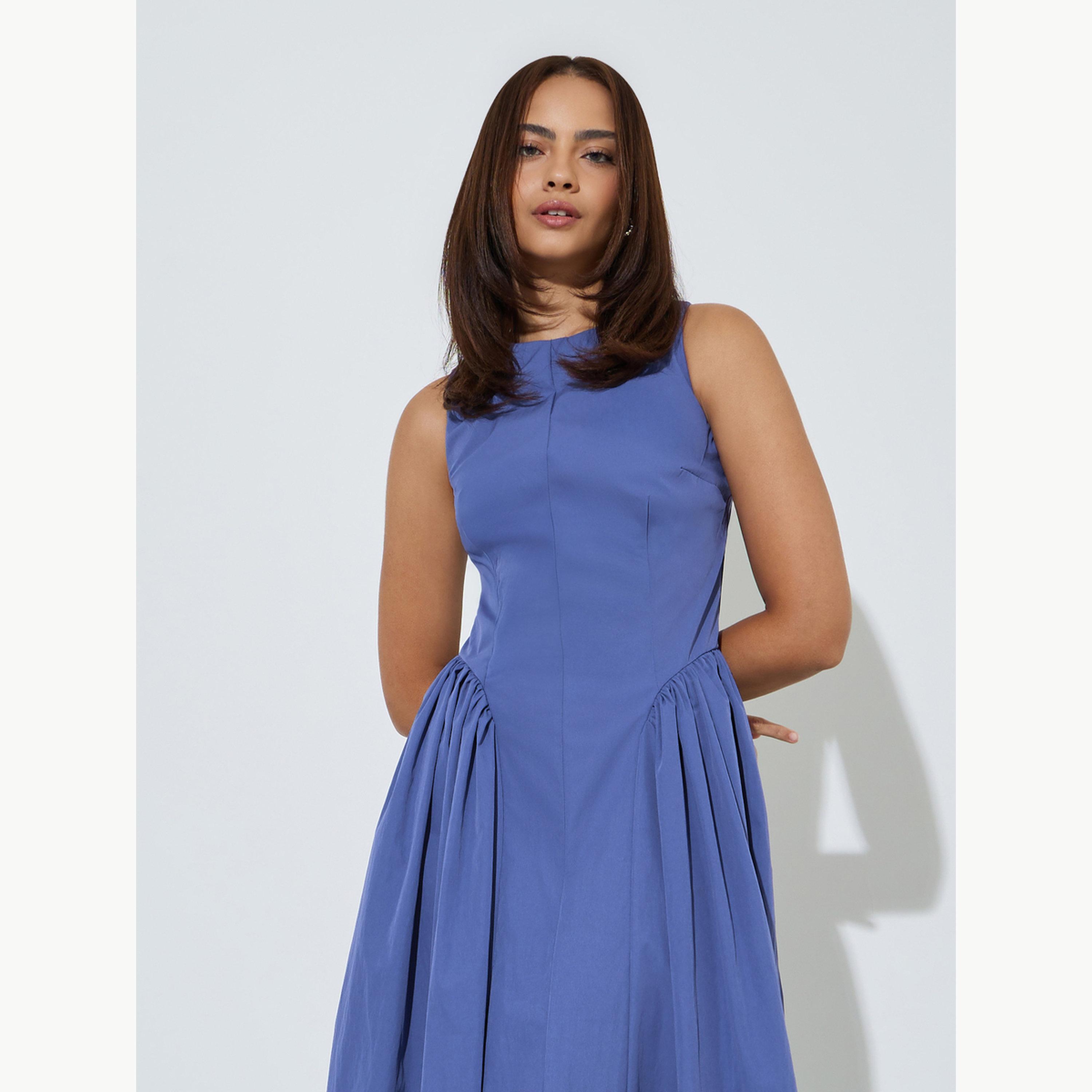فستان ميدي دون أكمام بكسرات جانبية-women-clothing-dresses-image-2