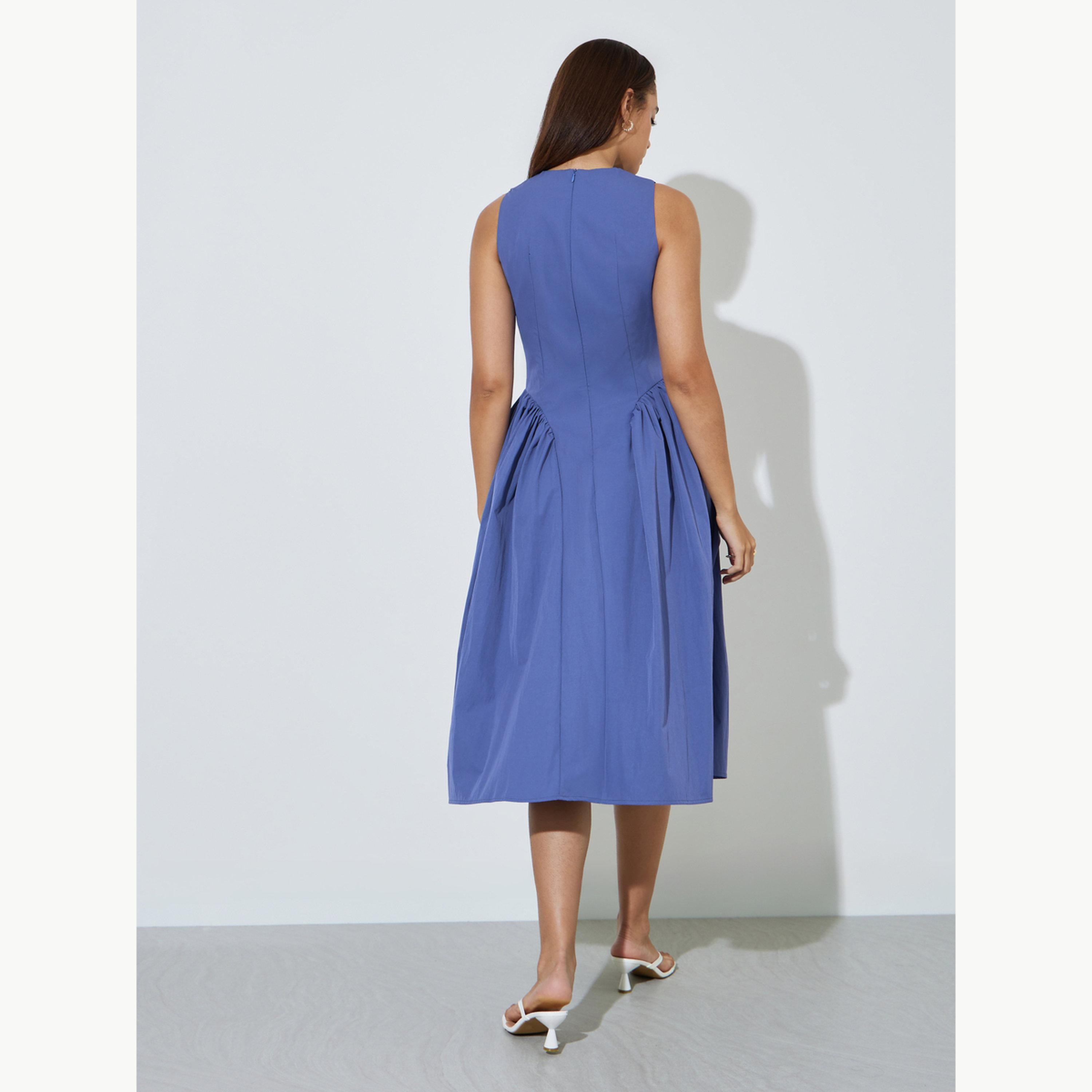 فستان ميدي دون أكمام بكسرات جانبية-women-clothing-dresses-image-4