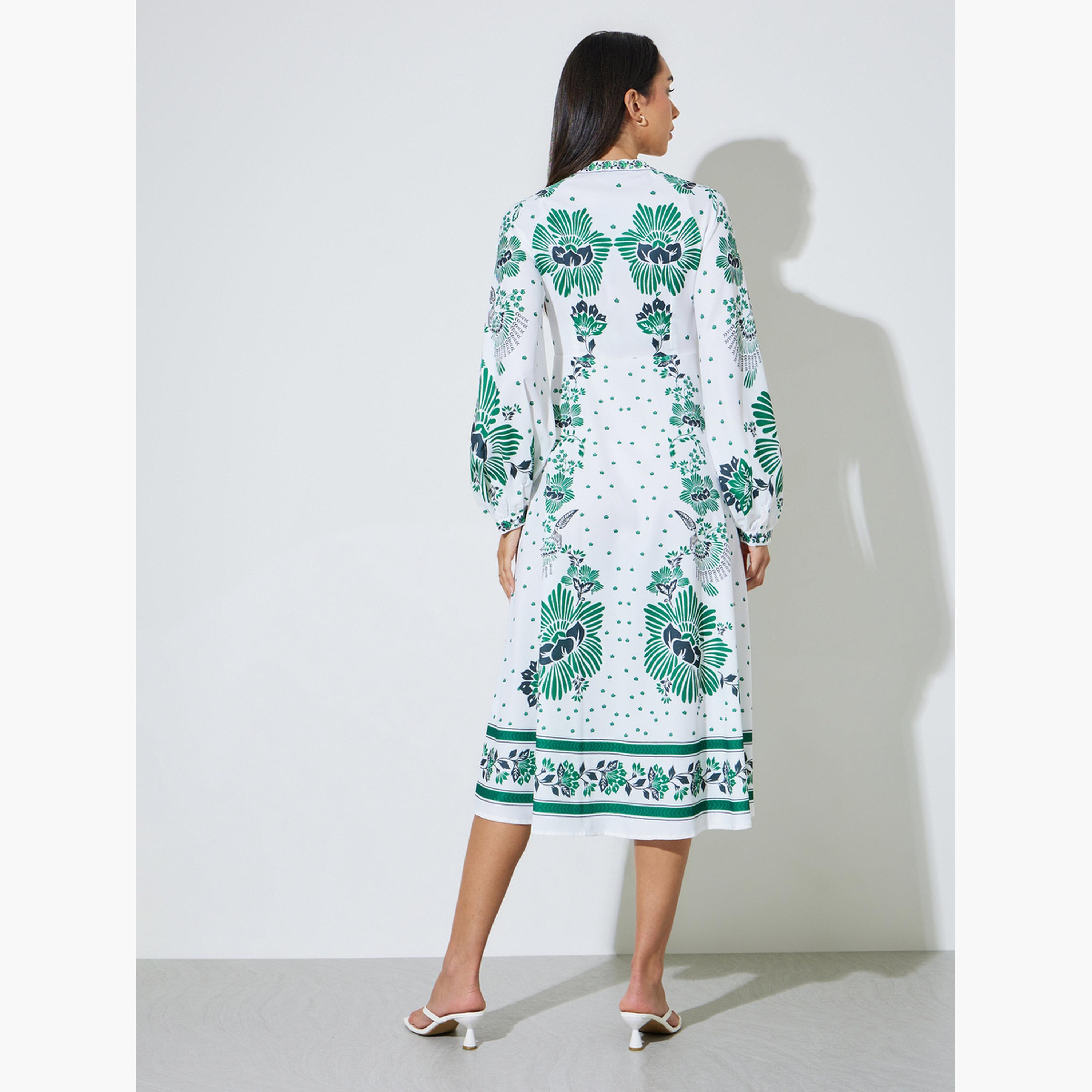 فستان ميدي بلوزة بطبعات بالكامل-women-clothing-dresses-image-4