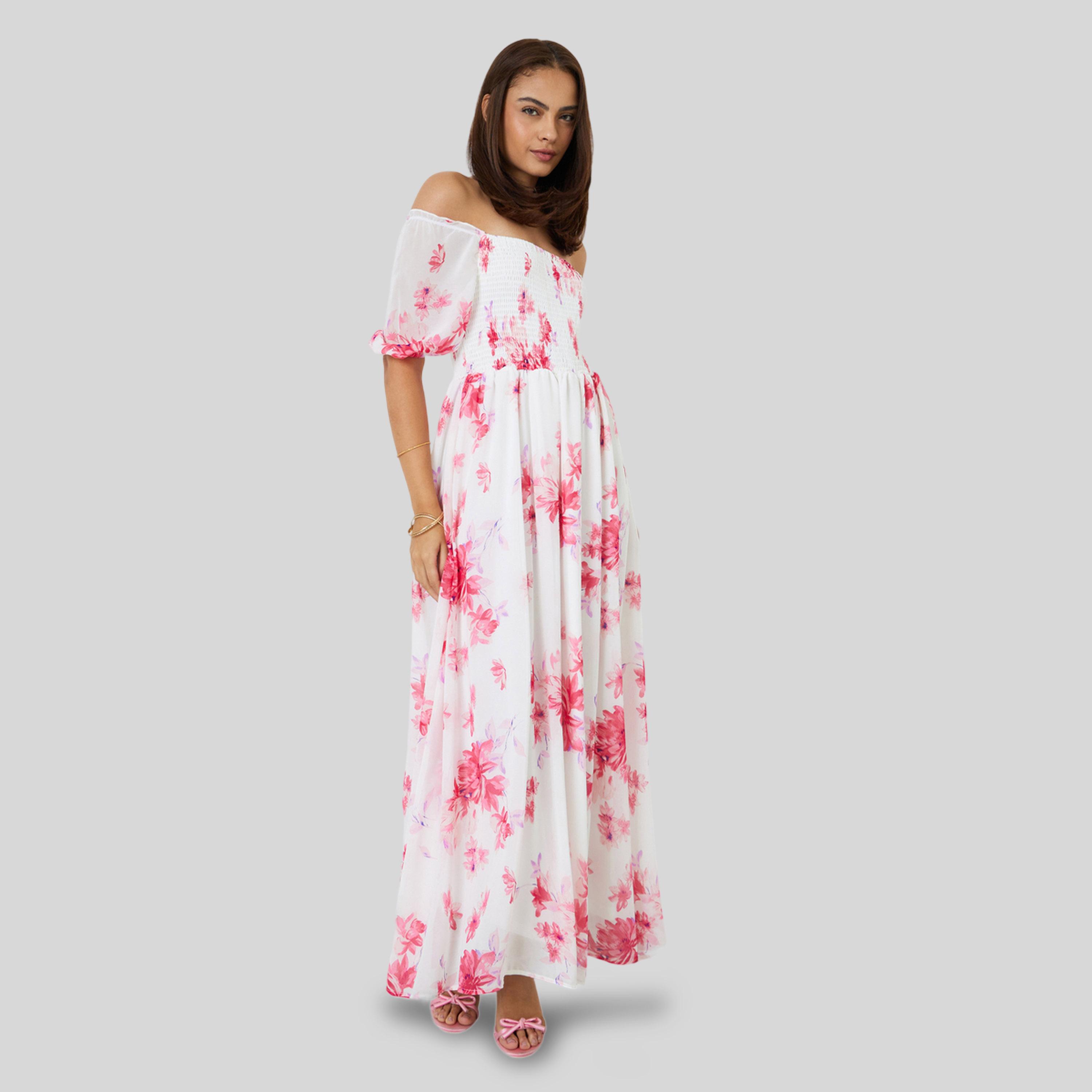 Styli White Off Shoulder Floral Maxi Dress-women-clothing-dresses-image-3