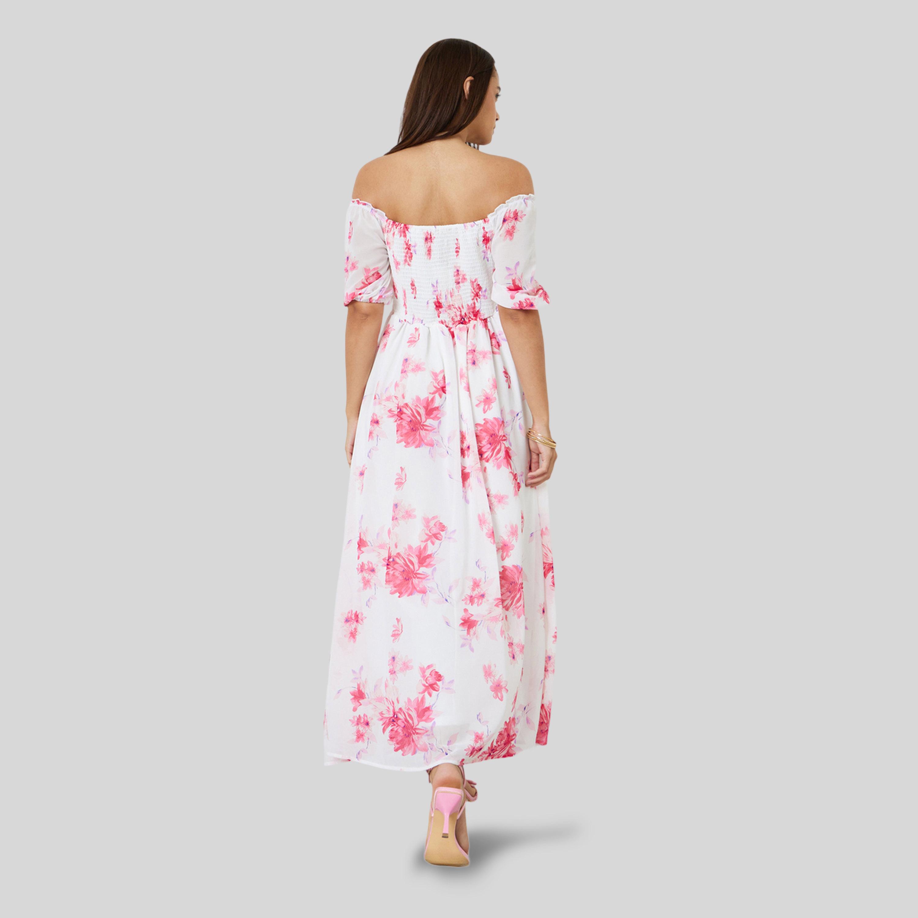 Styli White Off Shoulder Floral Maxi Dress-women-clothing-dresses-image-4
