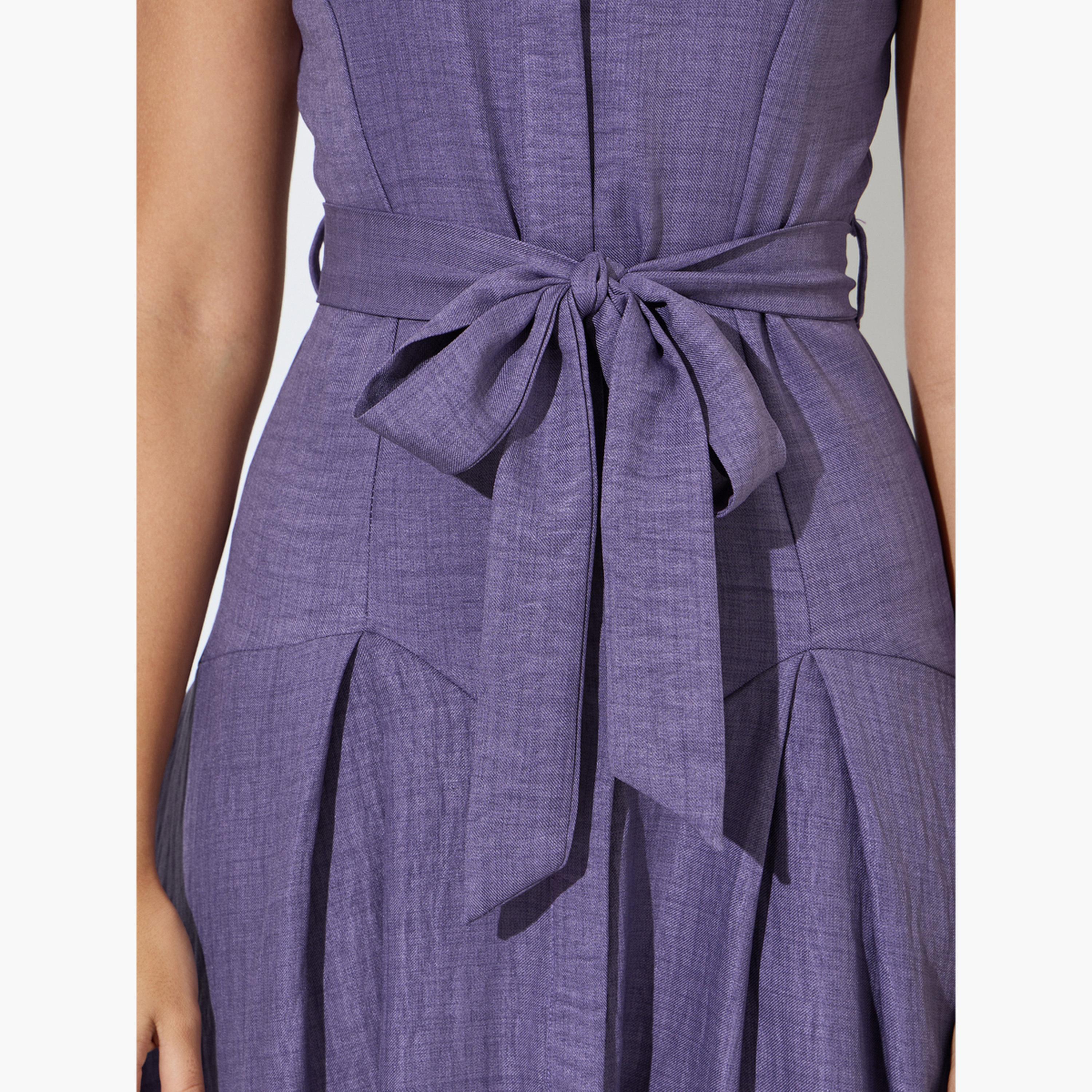 فستان ميدي بنمط قميص ودون أكمام مع حزام ربط-women-clothing-dresses-image-5