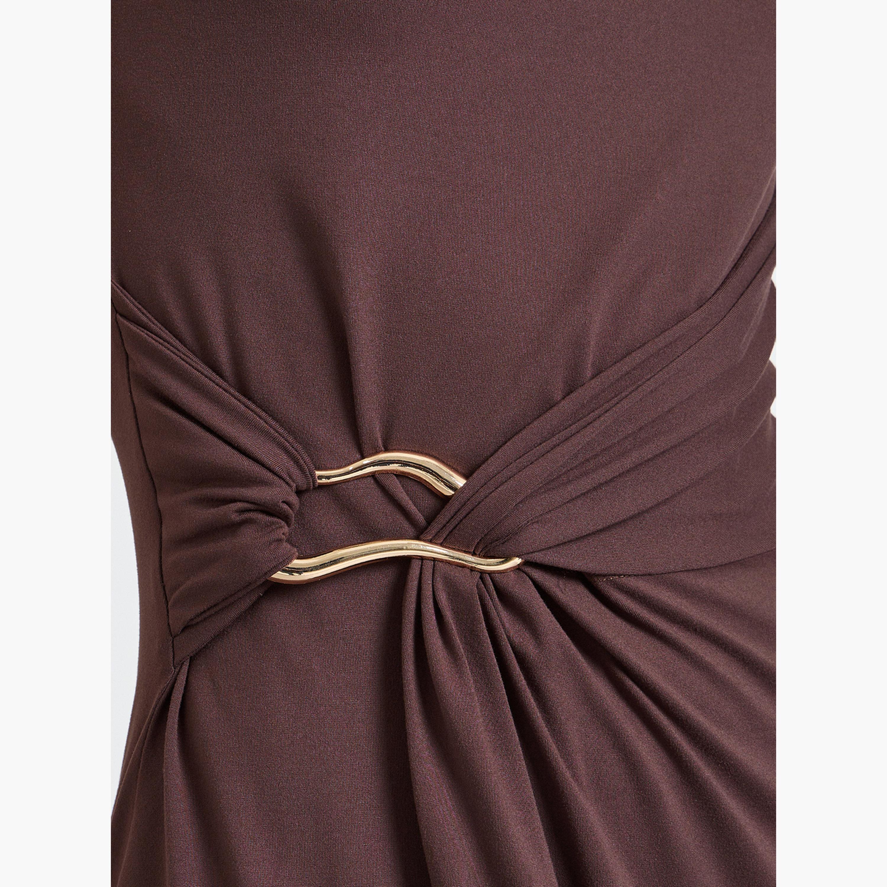 Styli Brown Metal Decor Detail Sheath Midi Dress-women-clothing-dresses-image-4