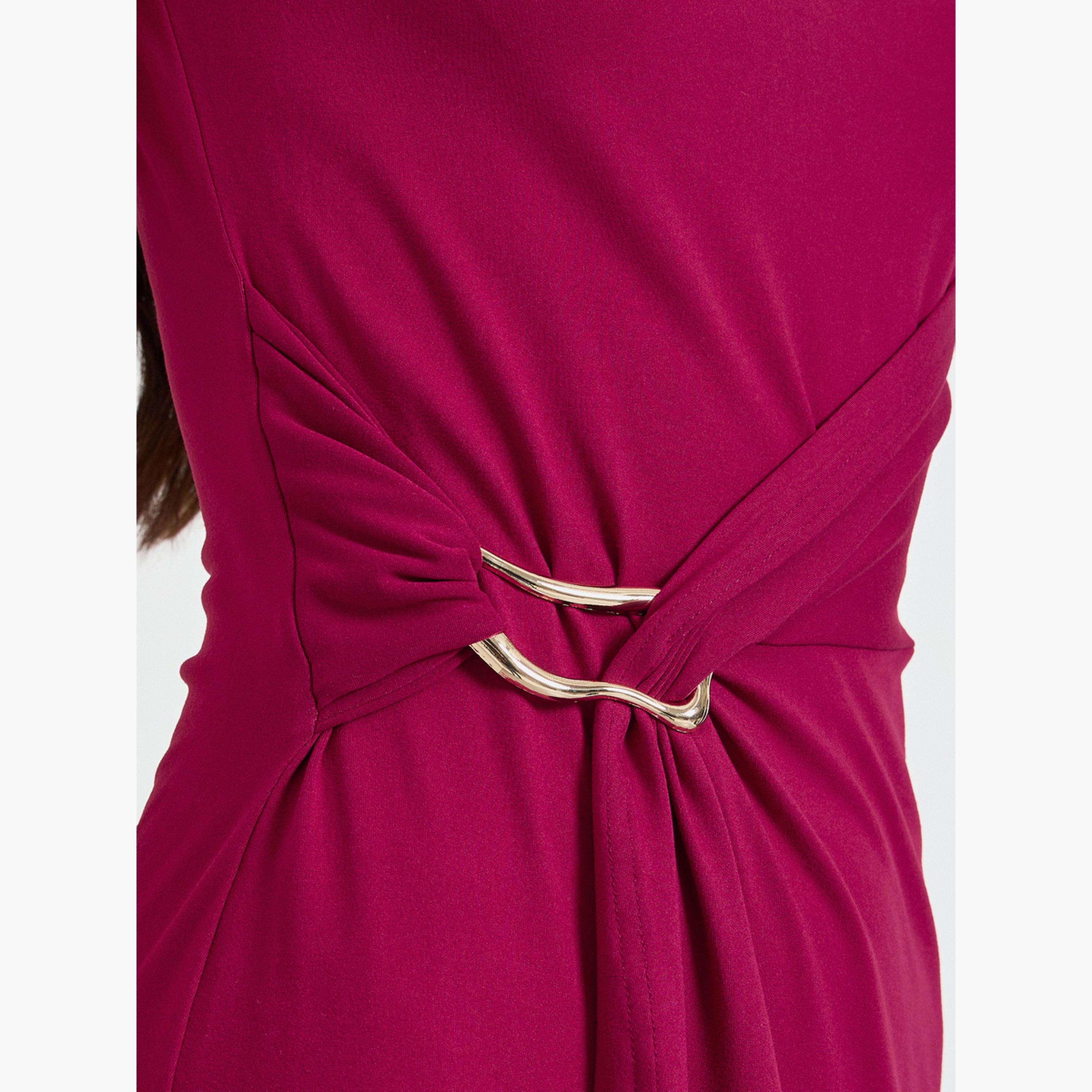 Styli Red Metal Decor Detail Sheath Midi Dress-women-clothing-dresses-image-5