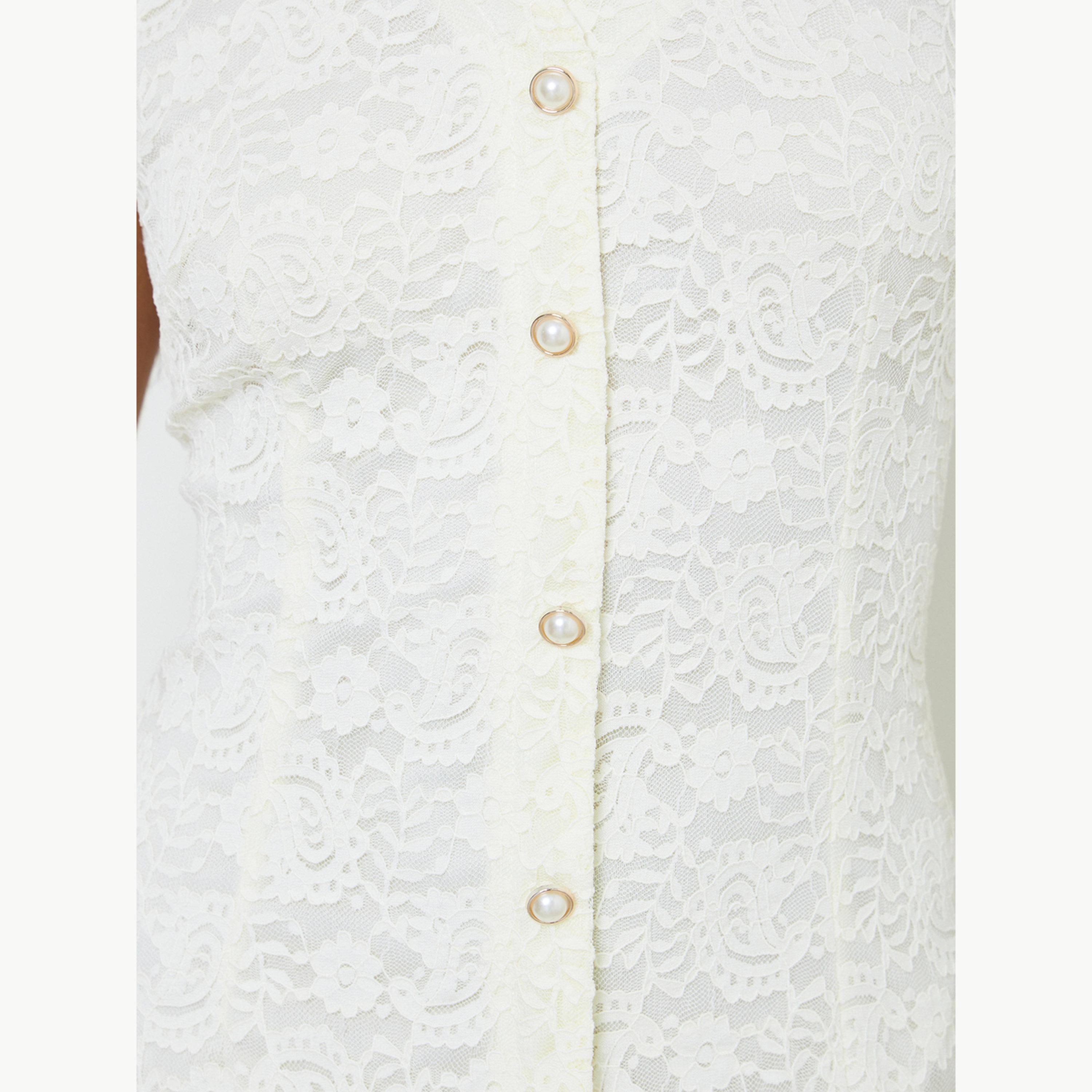 Styli Cream Lace Sleeveless Mermaid Hem Midi Dress-women-clothing-dresses-image-5