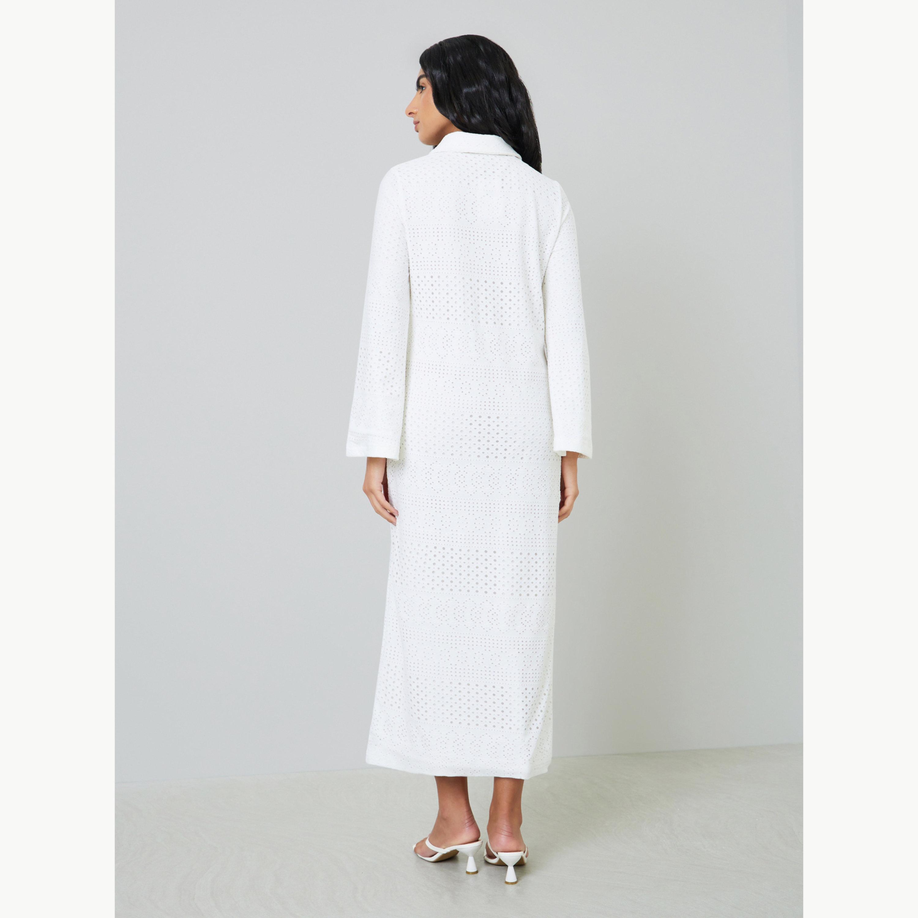 Styli White Eyelet Long Sleeves Shirt Maxi Dress-women-clothing-dresses-image-4