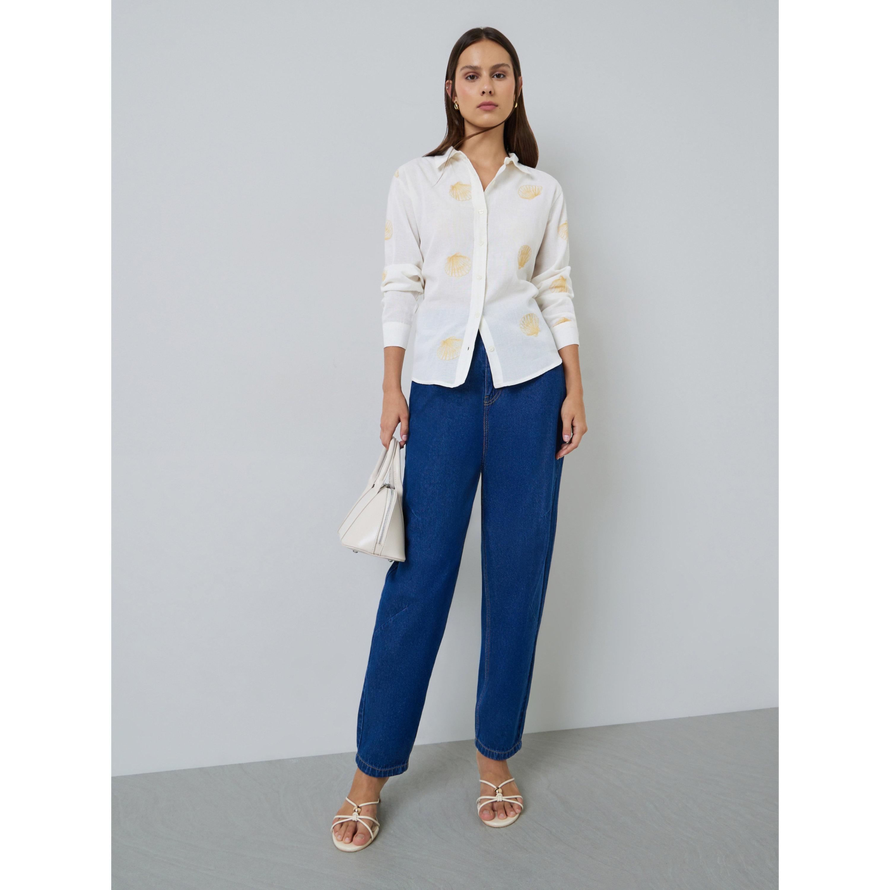 Styli Off-White Shell Embroidered Relaxed Fit Shirt-women-clothing-shirtsandblouses-shirts-image-2