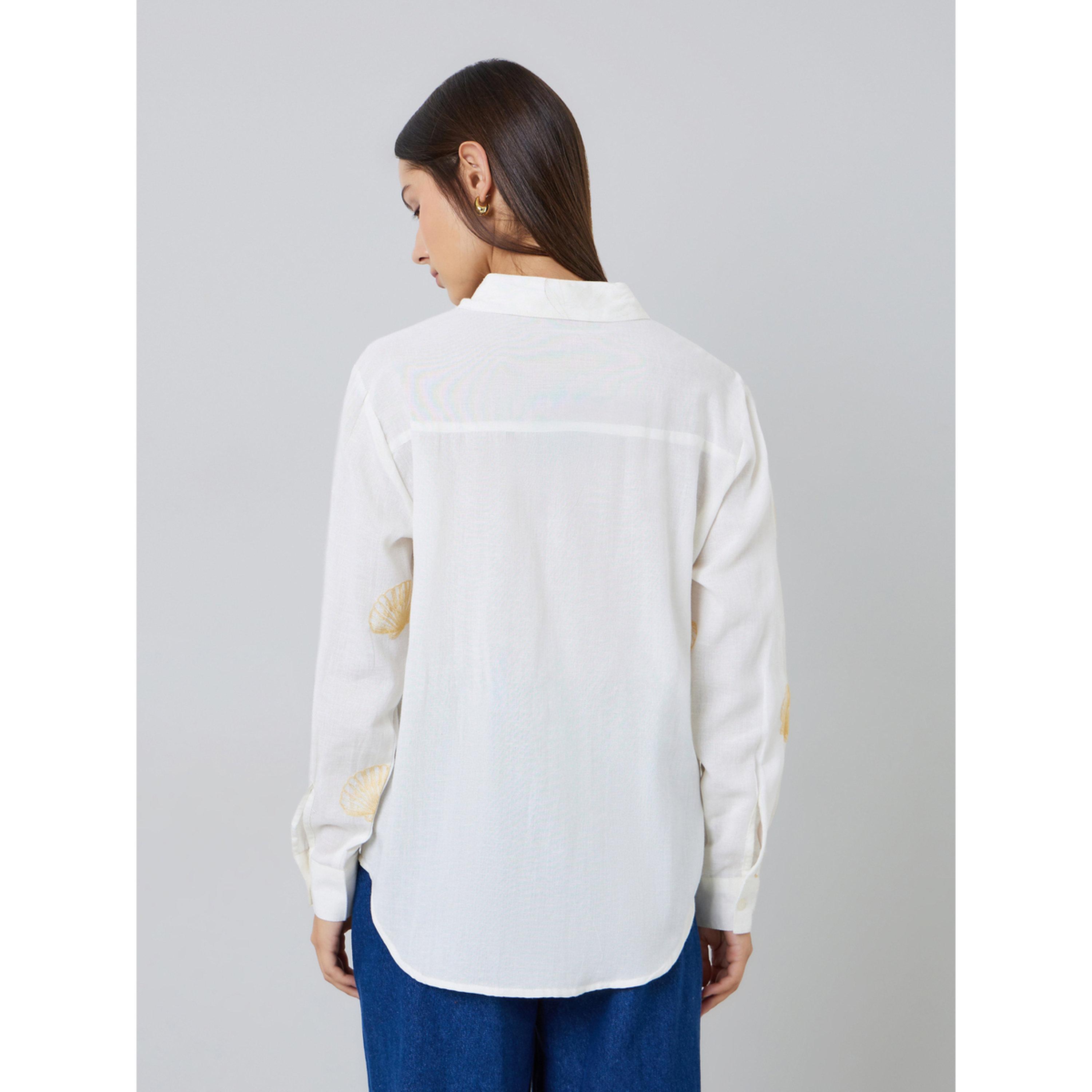 Styli Off-White Shell Embroidered Relaxed Fit Shirt-women-clothing-shirtsandblouses-shirts-image-3