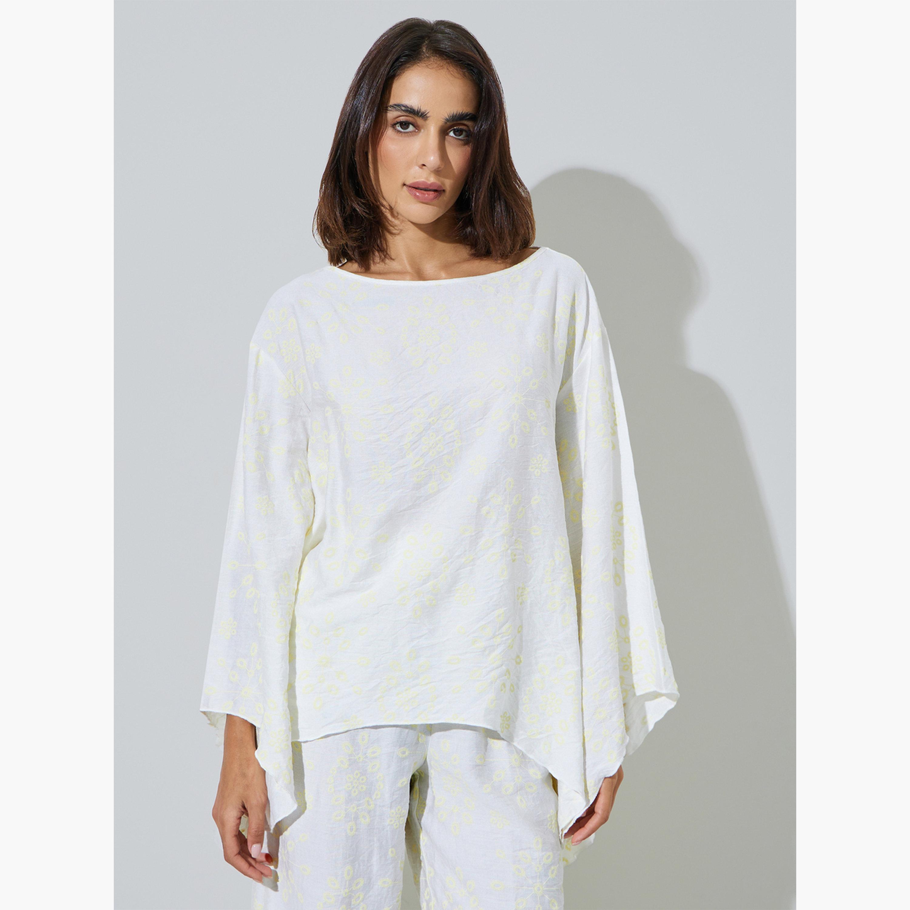 مجموعة من بنطال وبلوزة بنمط بونشو مريحة-women-arabicclothing-sets-image-2