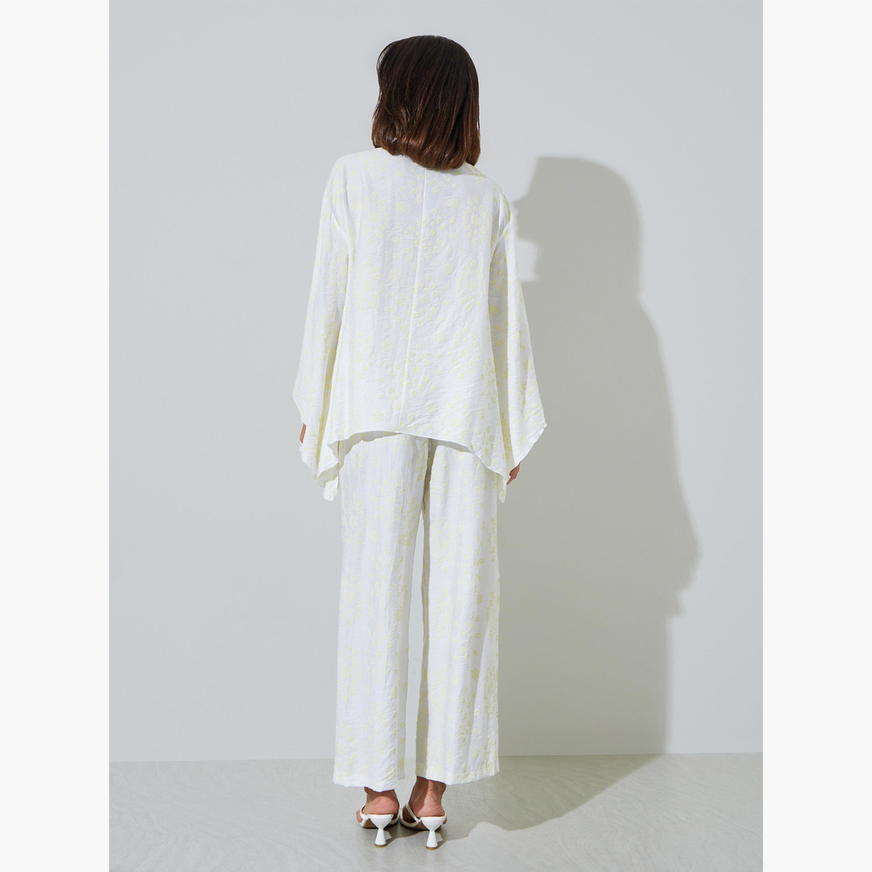 مجموعة من بنطال وبلوزة بنمط بونشو مريحة-women-arabicclothing-sets-image-4