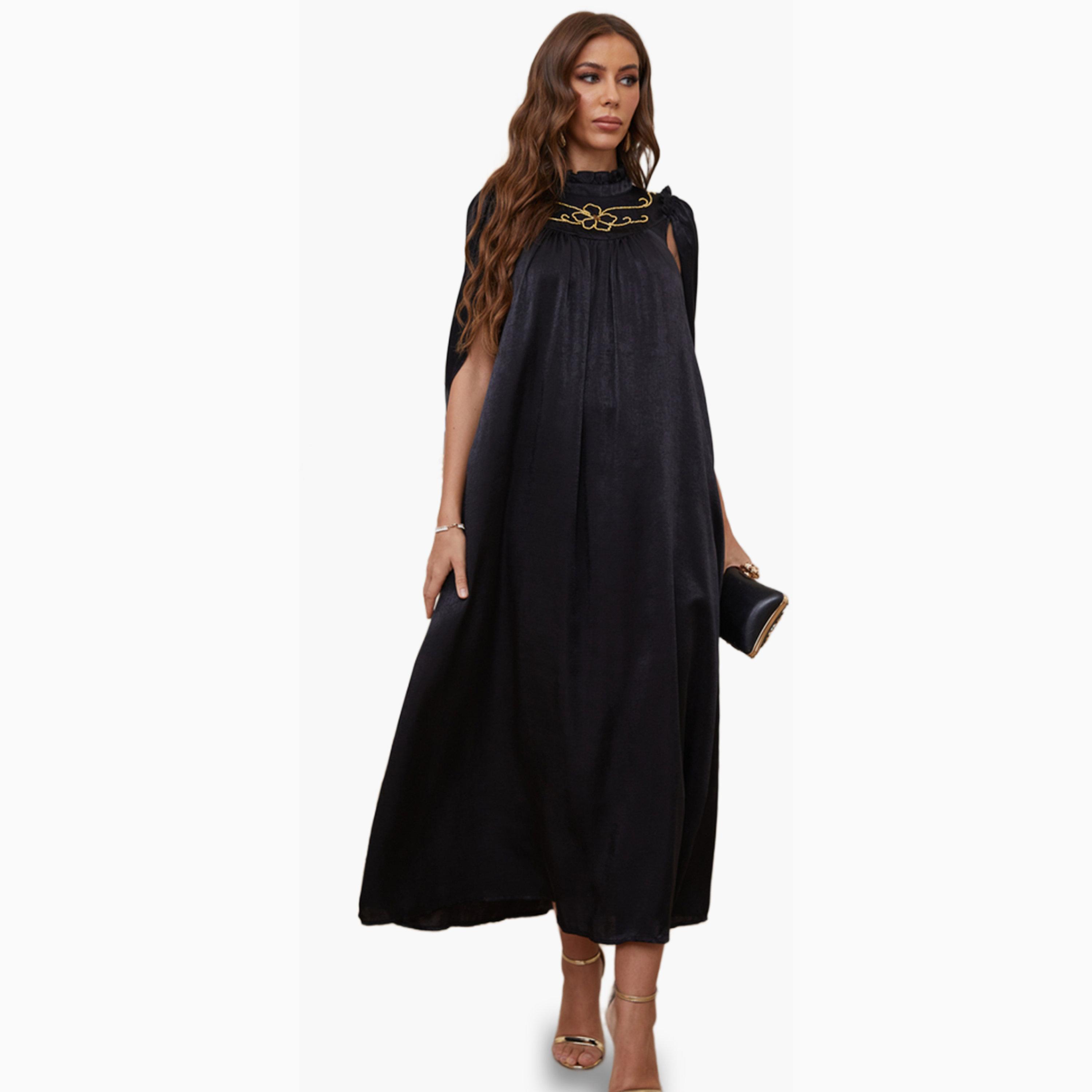 Take Two Black Embellished Slit Sleeve A-Line Maxi Dress-women-clothing-dresses-image-1