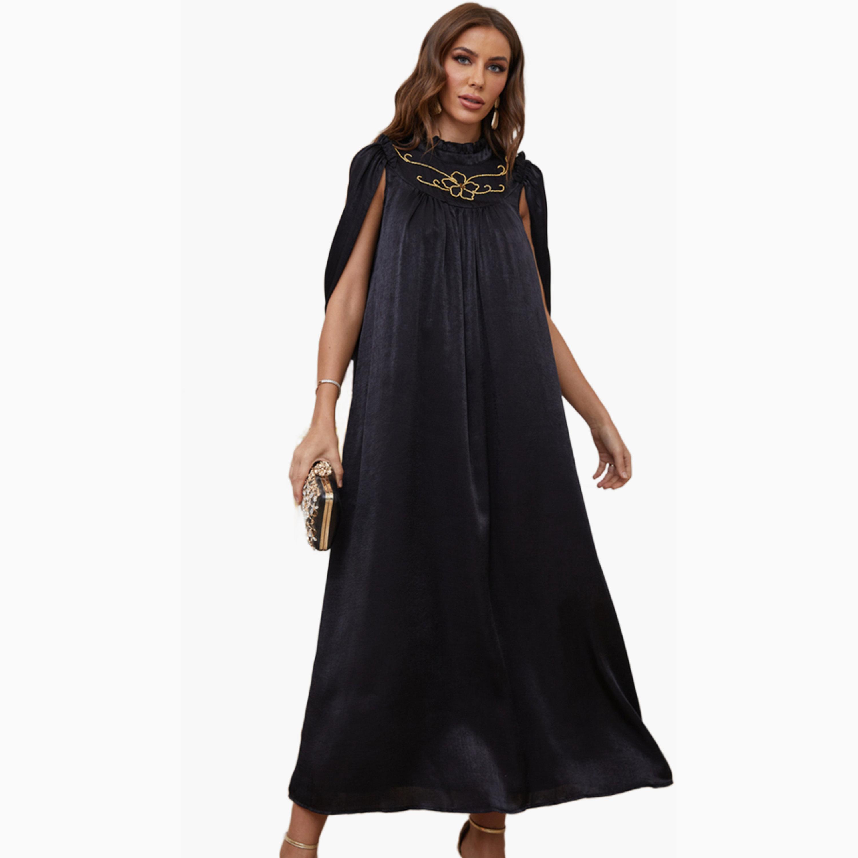 Take Two Black Embellished Slit Sleeve A-Line Maxi Dress-women-clothing-dresses-image-5