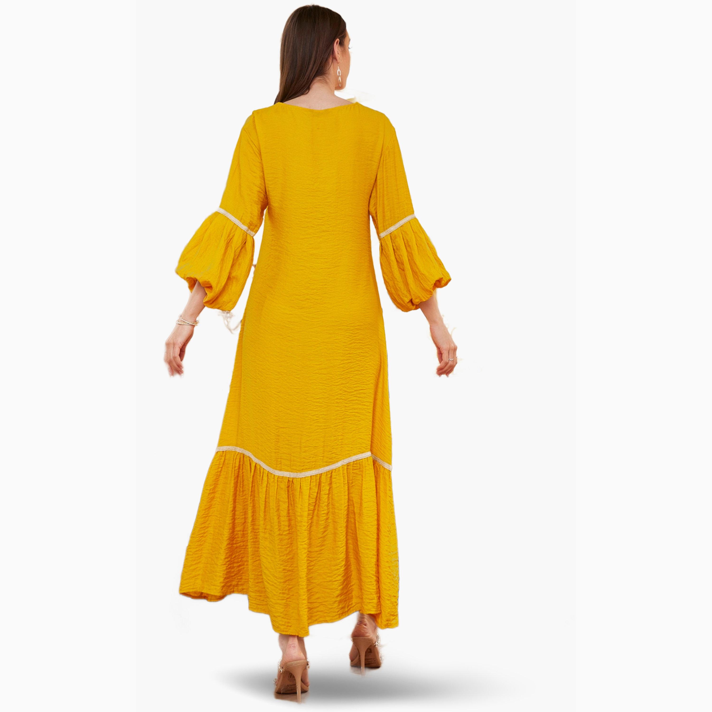 Take Two Yellow Solid V Neck A-Line Maxi Dress-women-clothing-dresses-image-2