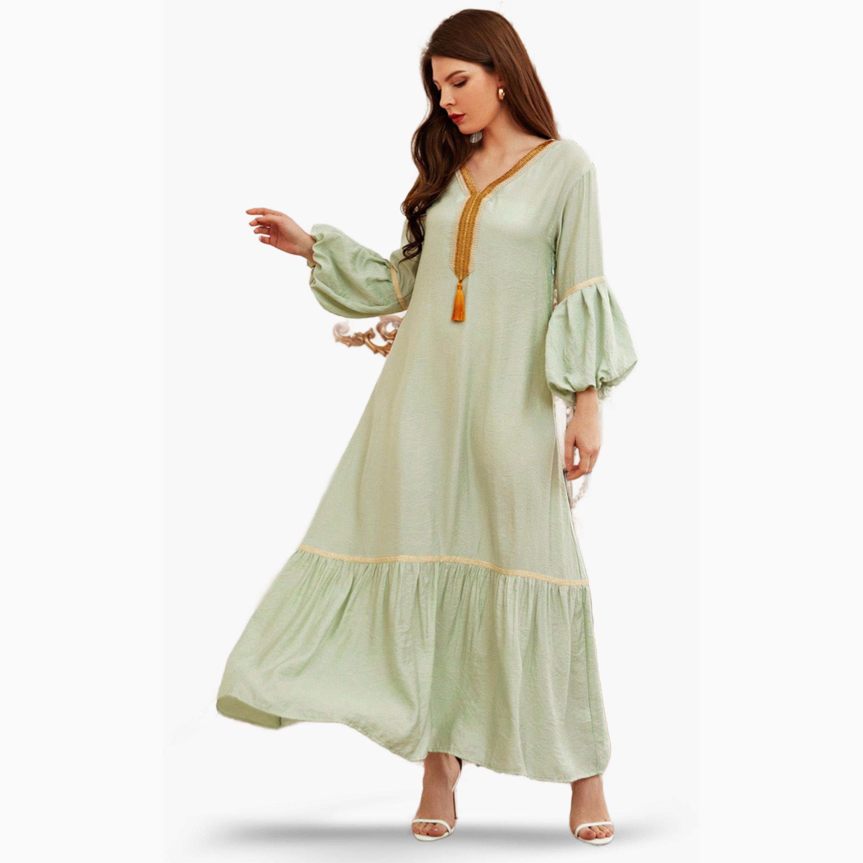 Take Two Green Solid V Neck A-Line Maxi Dress-women-clothing-dresses-image-6