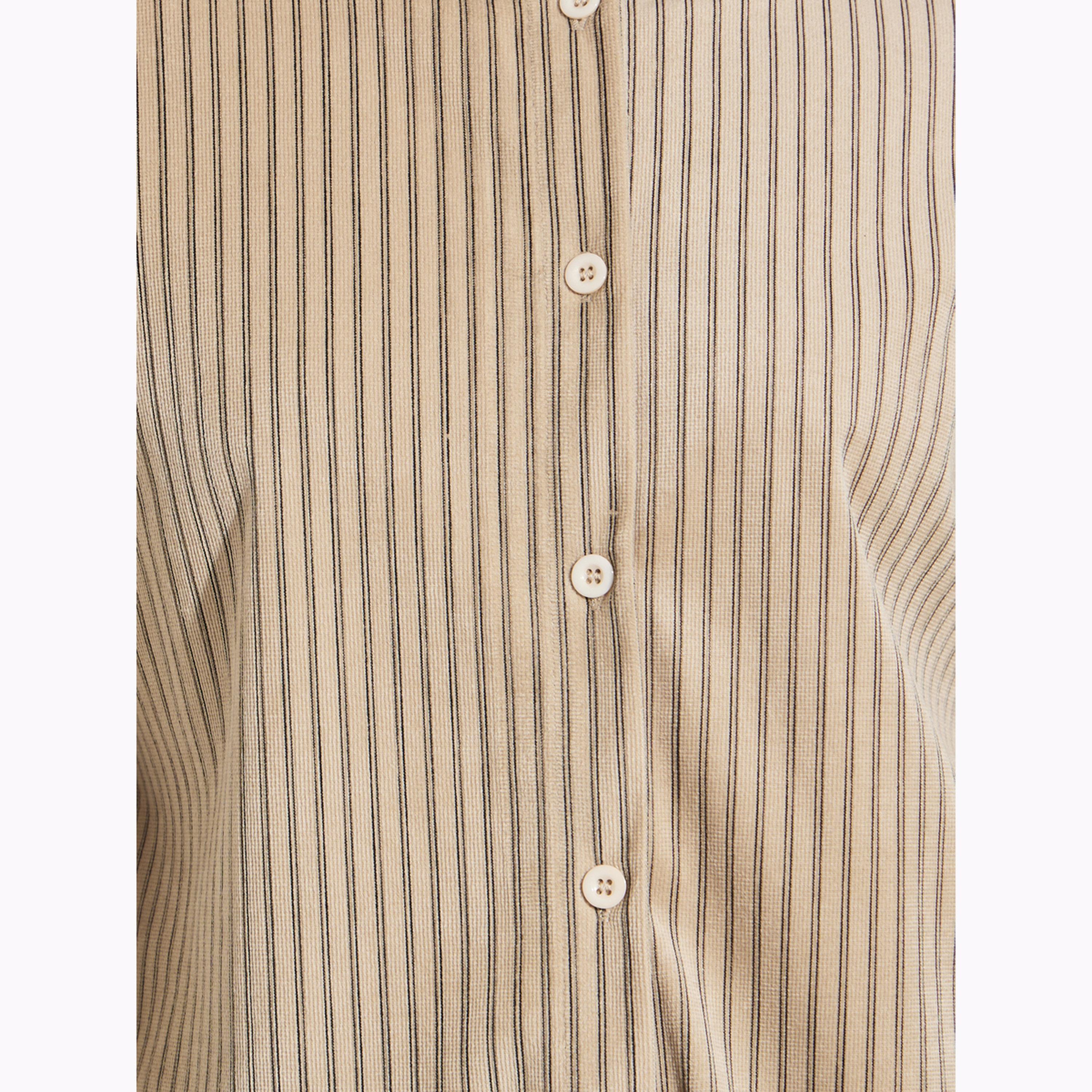 بلوزة فضفاضة مخططة بأكمام طويلة بلون بيج-women-clothing-shirtsandblouses-shirts-image-5