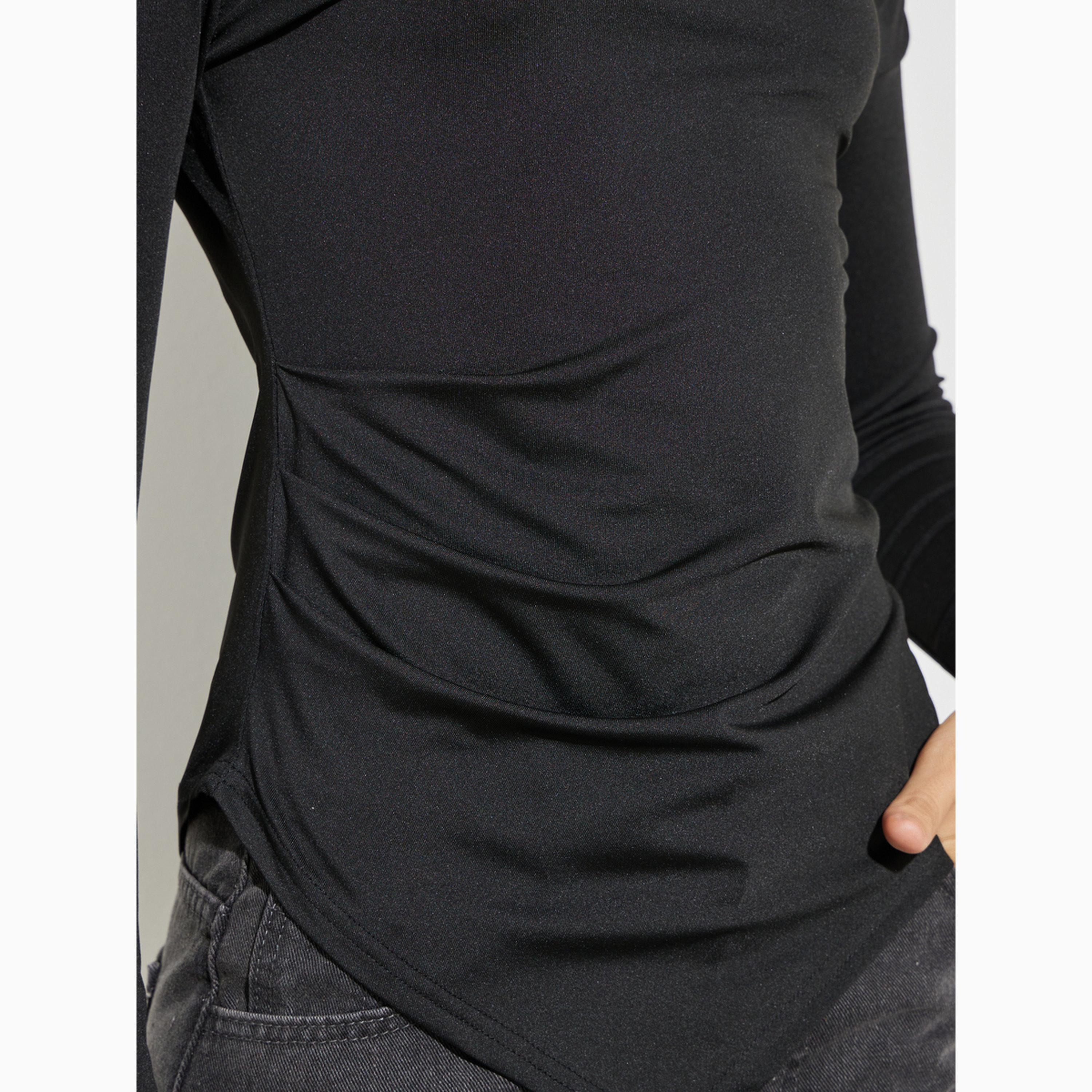 بلوزة بأكمام طويلة وكتف غير متماثل بلون أسود-women-clothing-shirtsandblouses-blouses-image-5