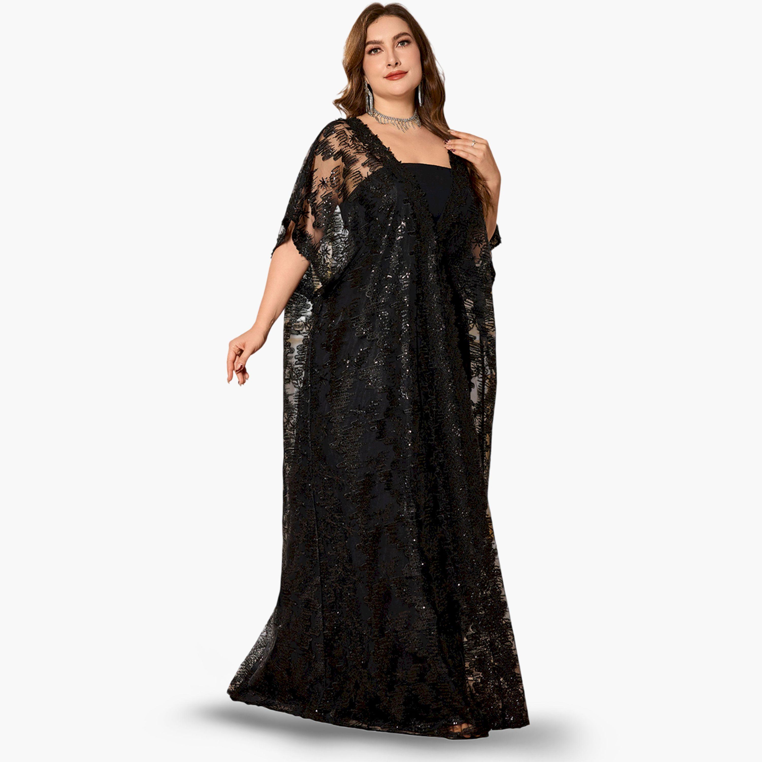 طقم منسق من كيمونو مزين وفستان داخلي بمقاس كبير-women-clothing-plussize-coordsets-image-5