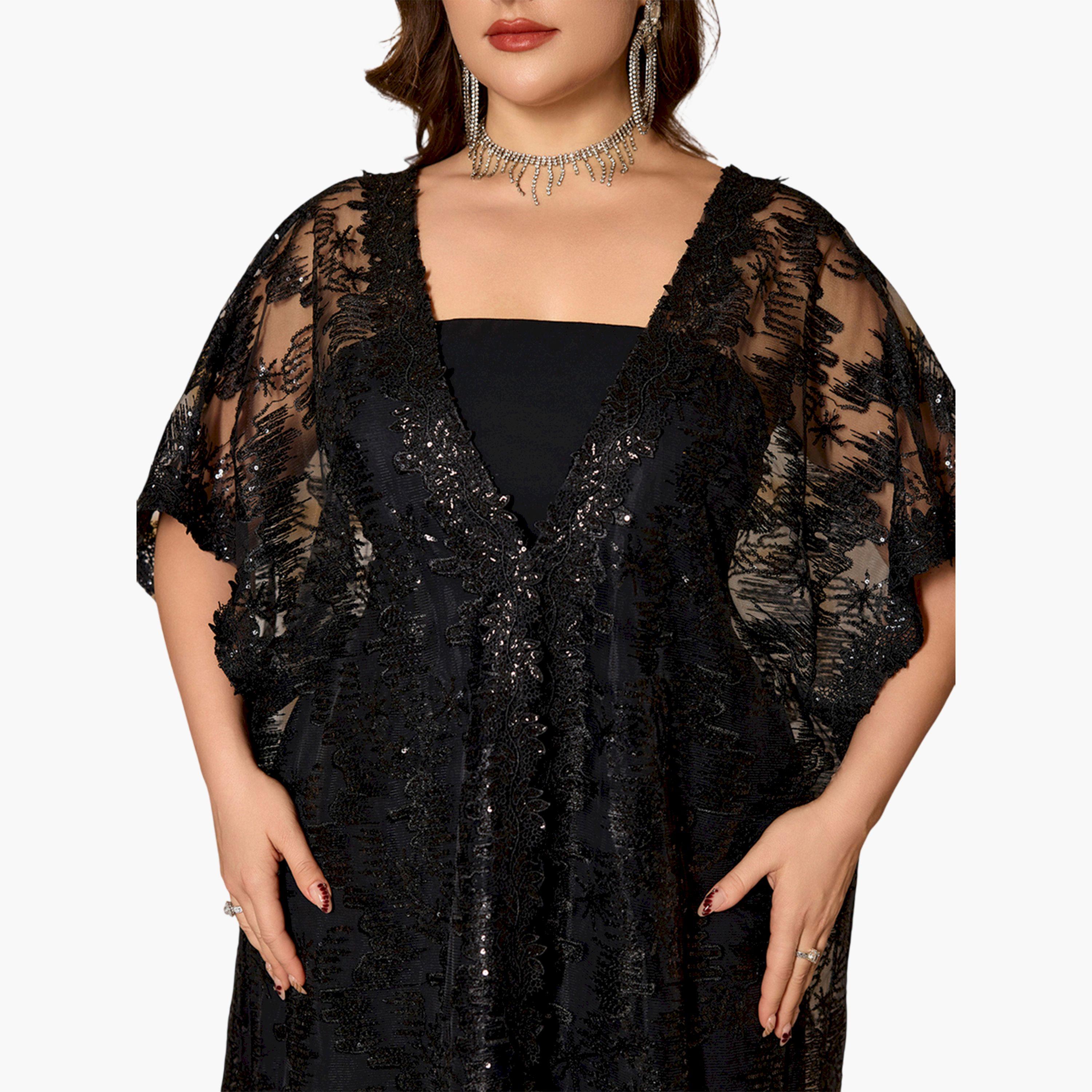 طقم منسق من كيمونو مزين وفستان داخلي بمقاس كبير-women-clothing-plussize-coordsets-image-6