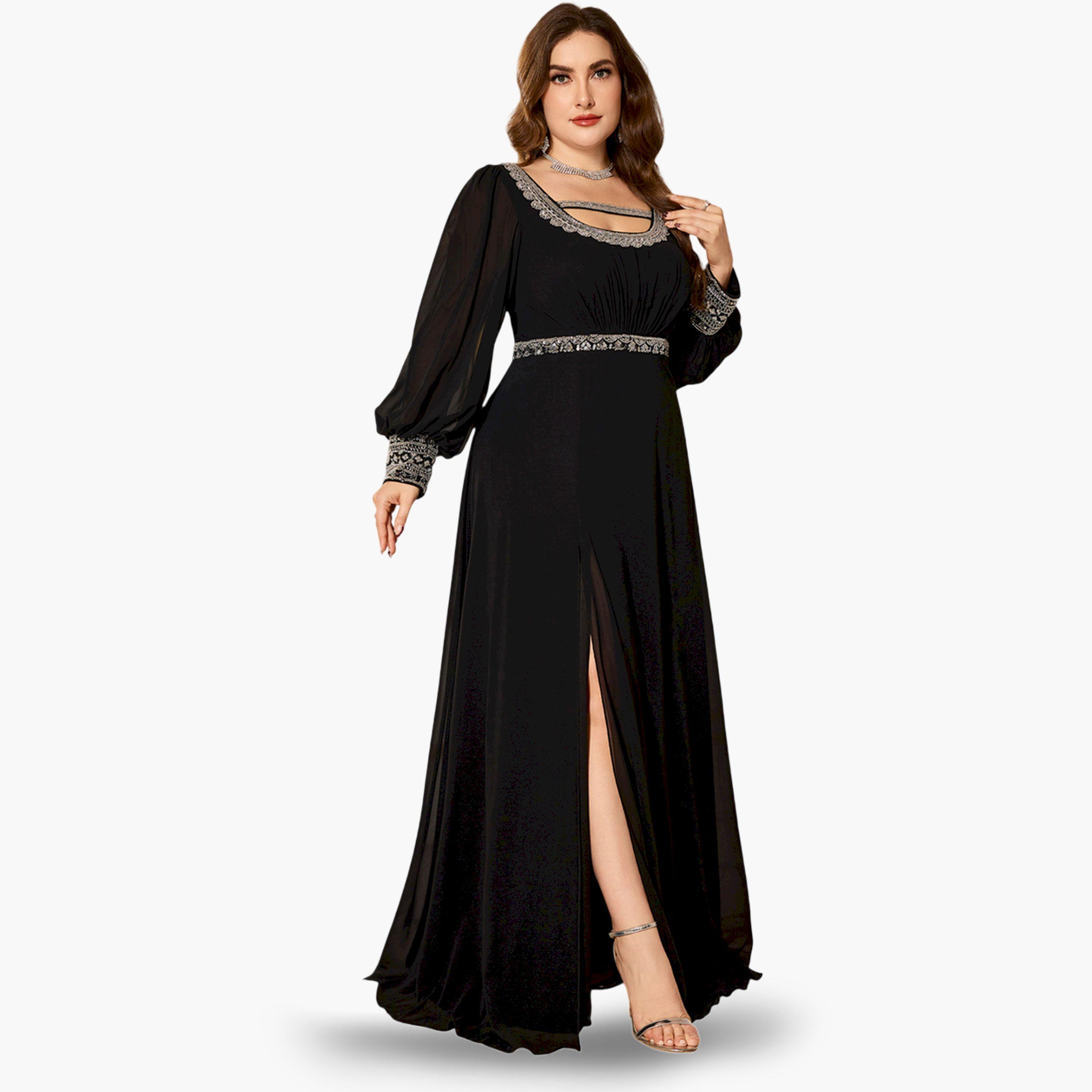 فستان طويل مزين بمقاس كبير-women-clothing-dresses-image-5
