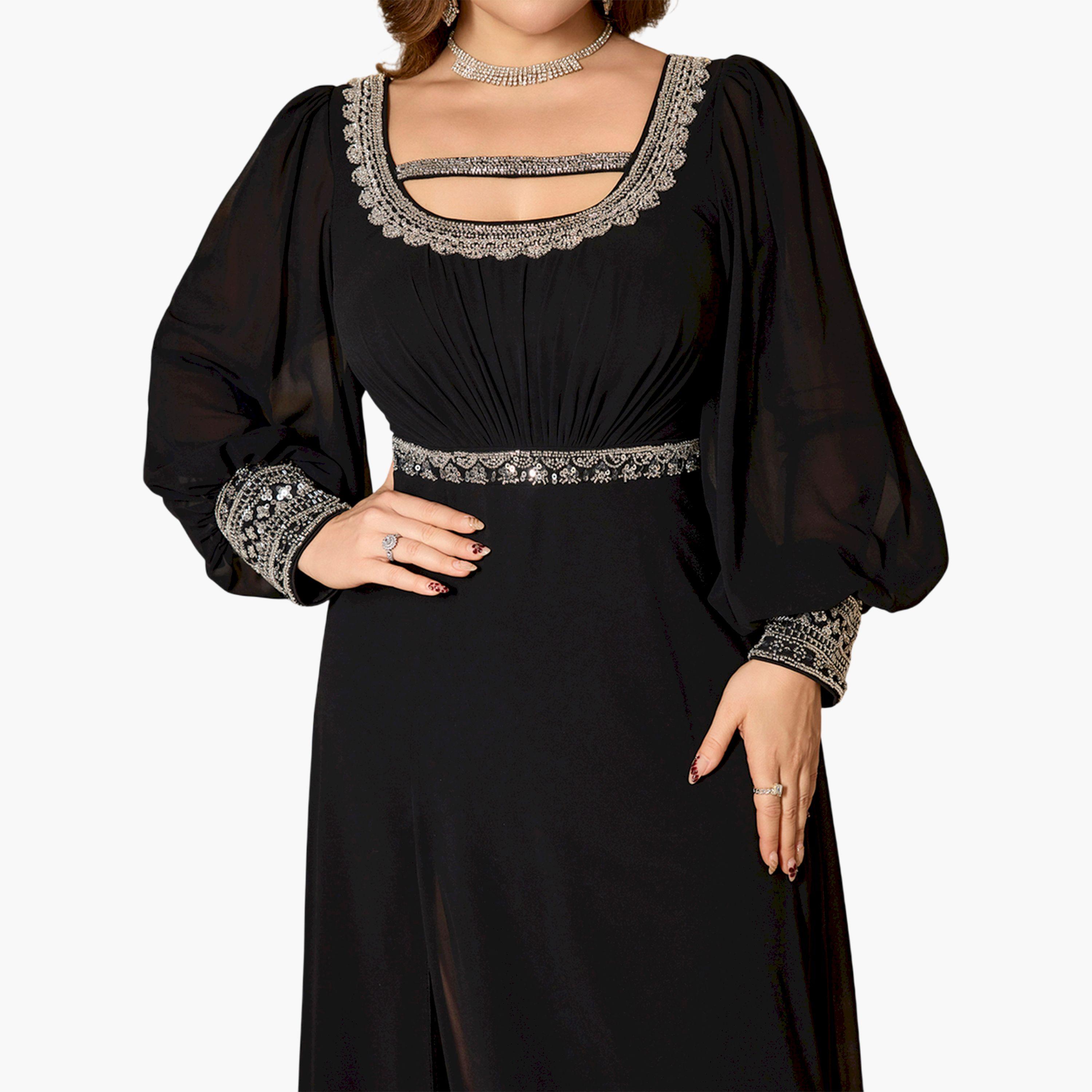 فستان طويل مزين بمقاس كبير-women-clothing-dresses-image-6