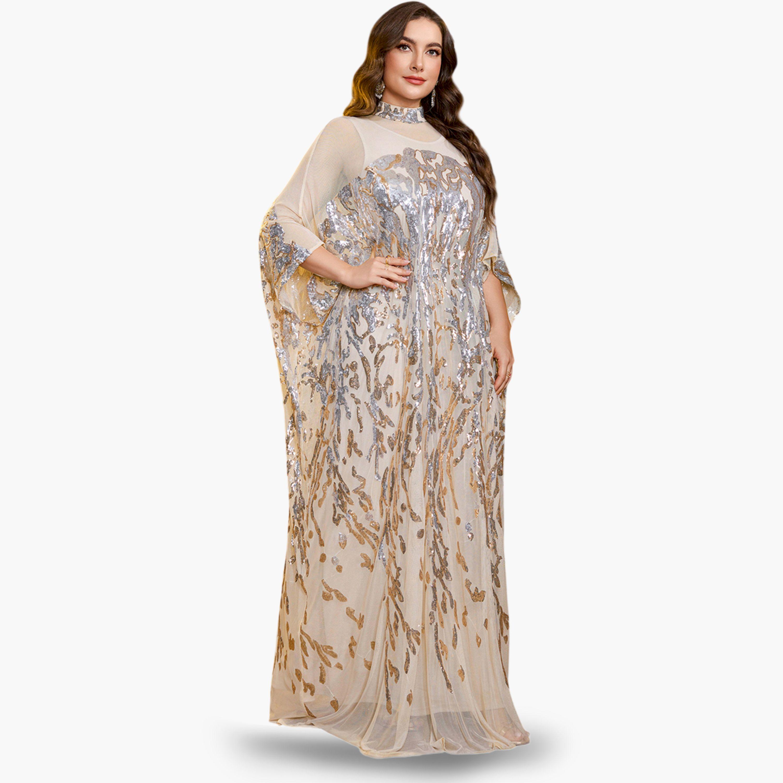 فستان قفطان طويل مزين بالترتر بمقاس كبير-women-clothing-dresses-image-3