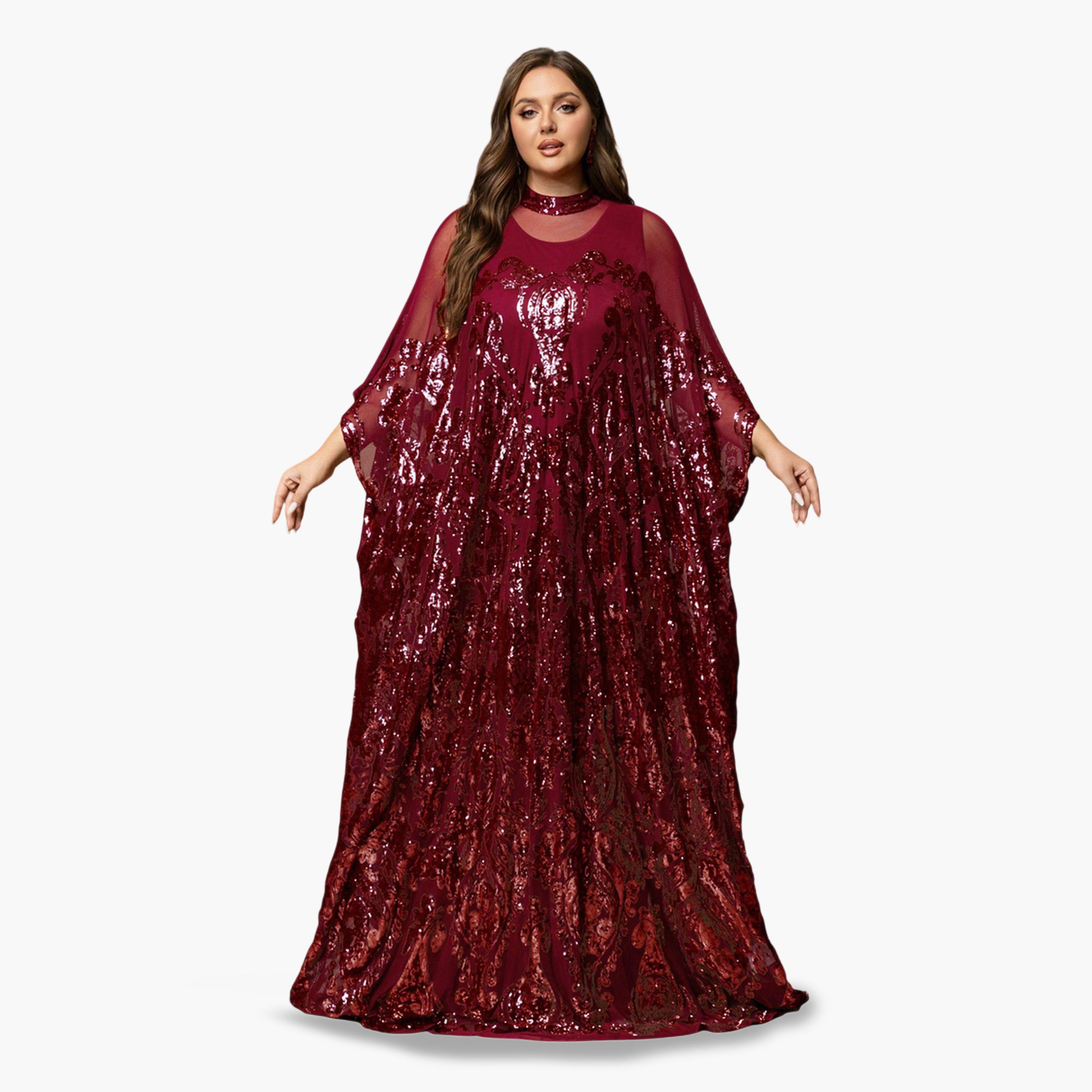 SUPGIR X Styli Plus Size Embellished Kaftan Dress with Maxi Dress Set-women-clothing-dresses-image-1