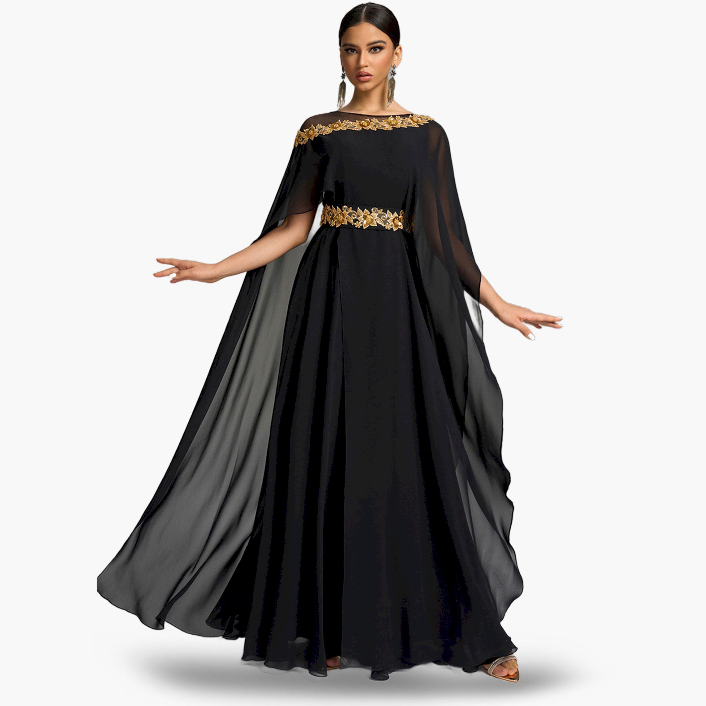 فستان طويل بأكمام كاب مطرزة-women-clothing-dresses-image-2