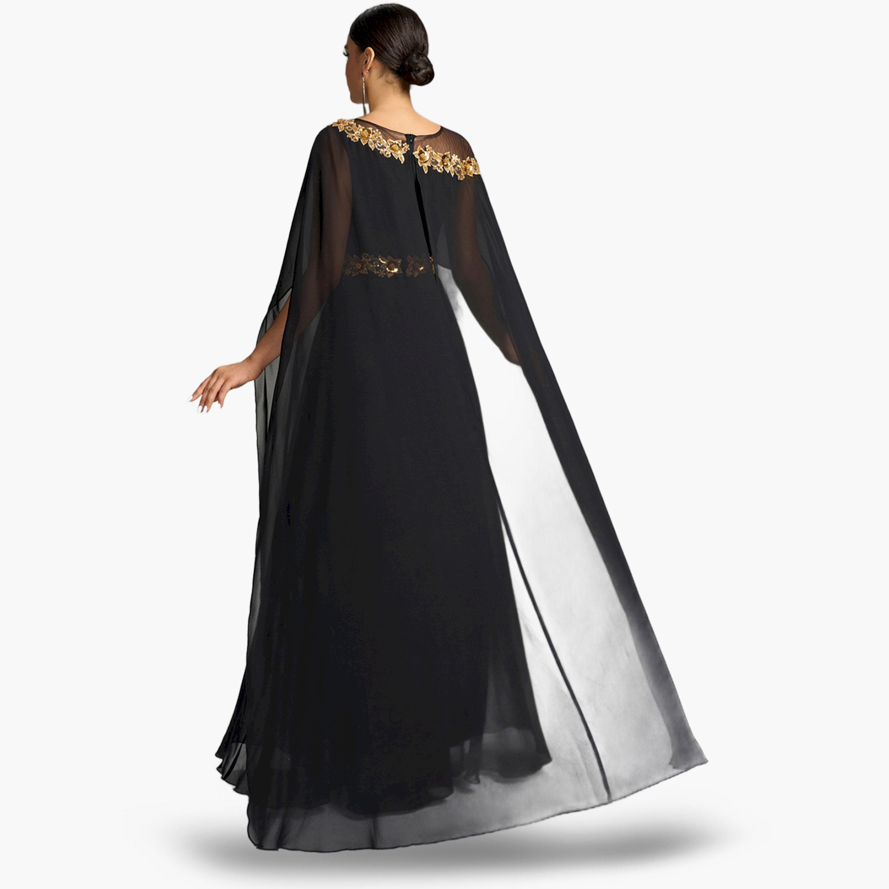 فستان طويل بأكمام كاب مطرزة-women-clothing-dresses-image-5
